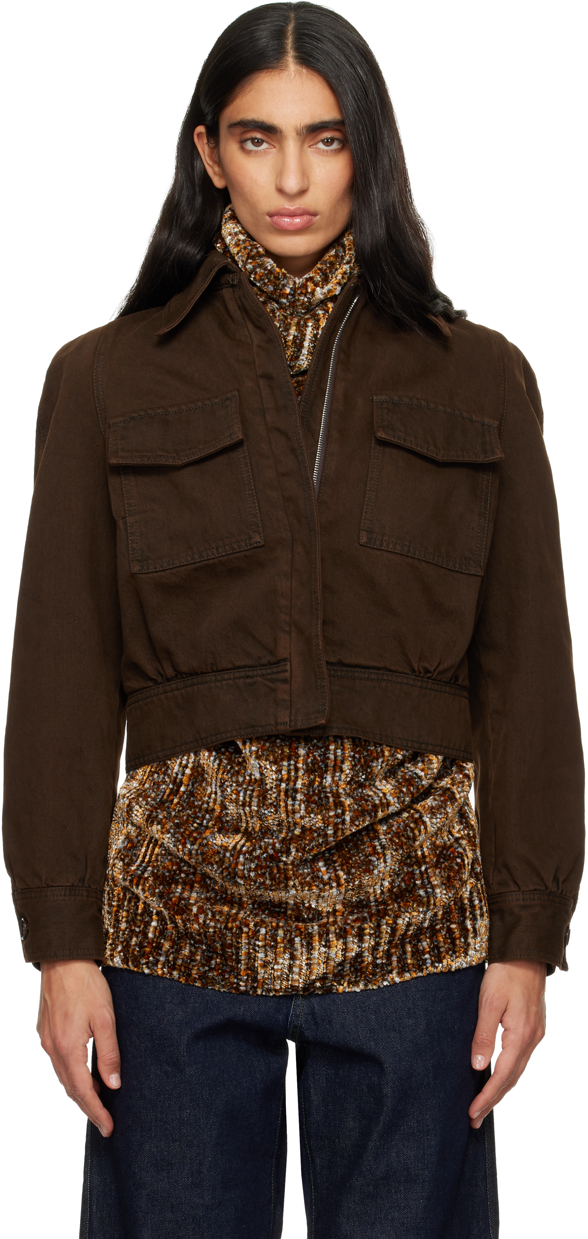 Dries Van Noten Vistam Denim Jacket In Brown