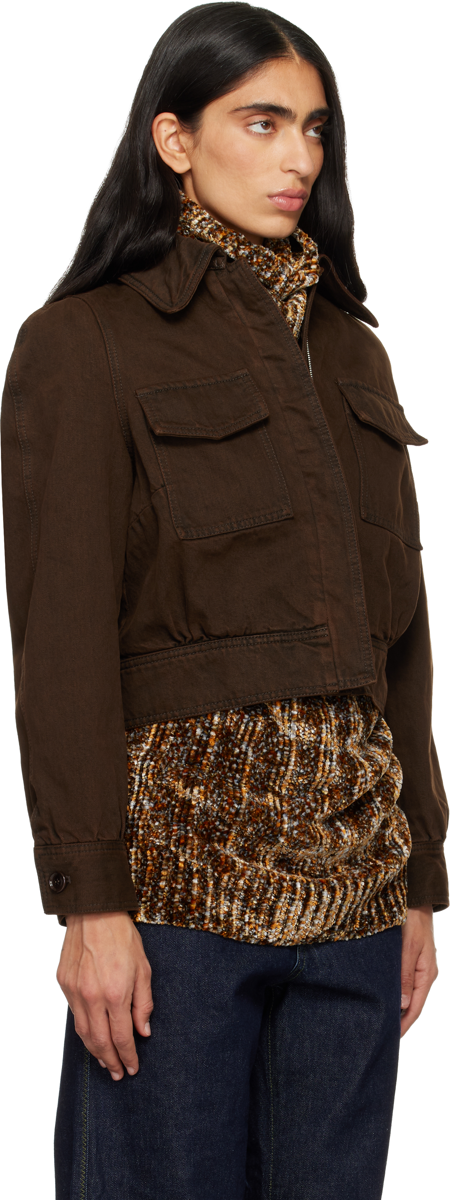 Dries Van Noten Vistam Denim Jacket In Brown