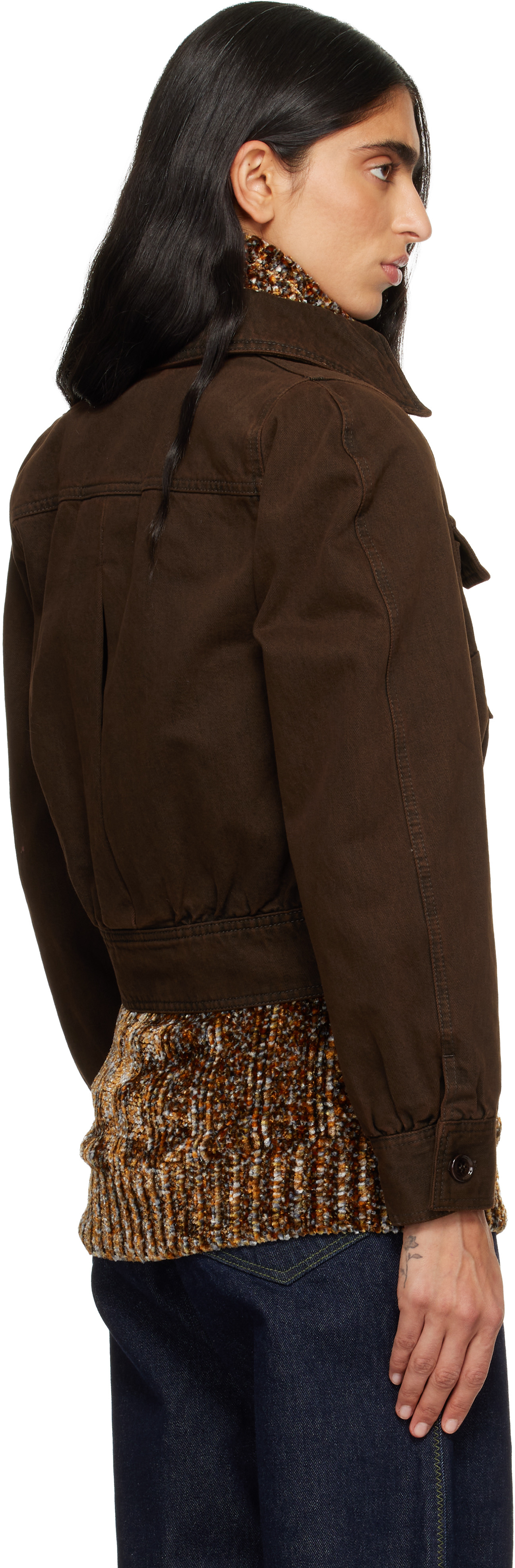 Dries Van Noten Vistam Denim Jacket In Brown