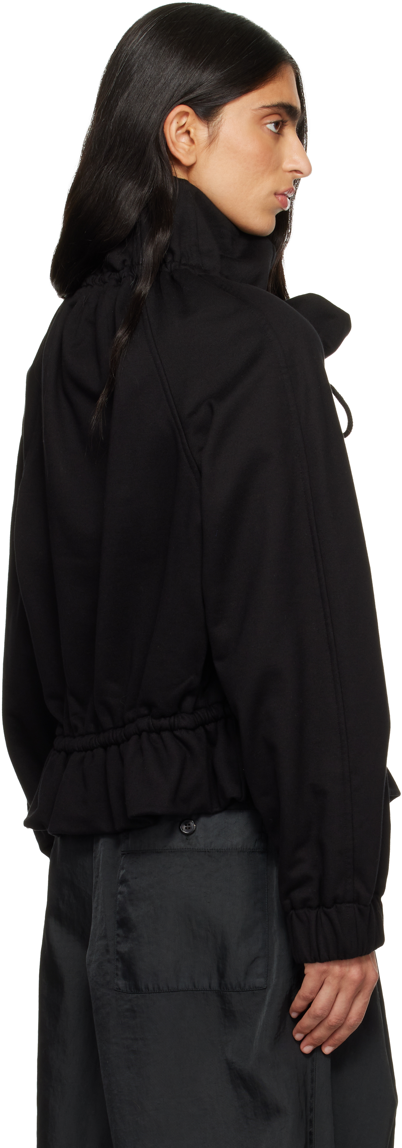 Dries Van Noten Black Cocoon Jersey Track Jacket In Black
