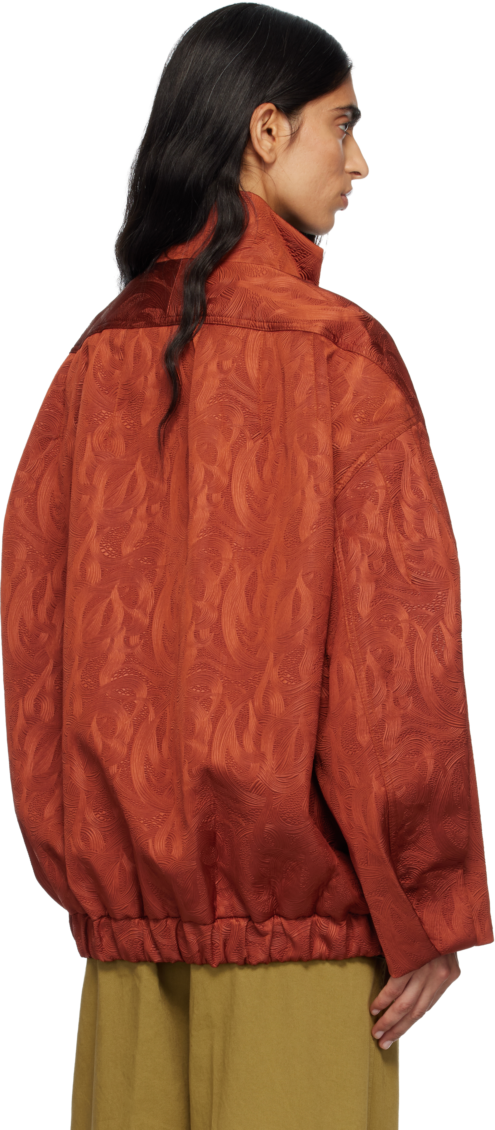 Dries Van Noten Orange Matelassé Jacket In Brown