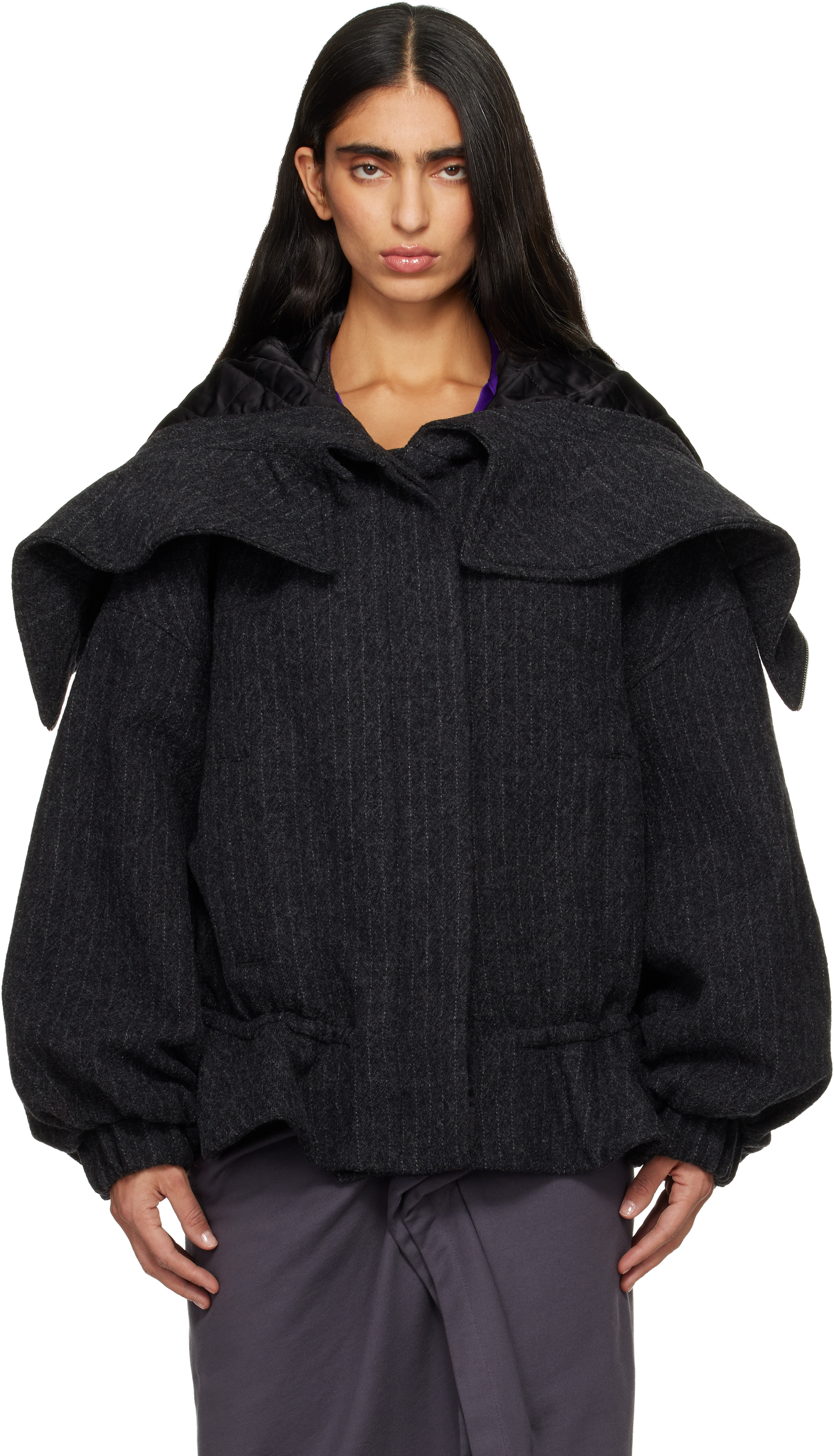 Gray Wool Melton Jacket by Dries Van Noten on Sale