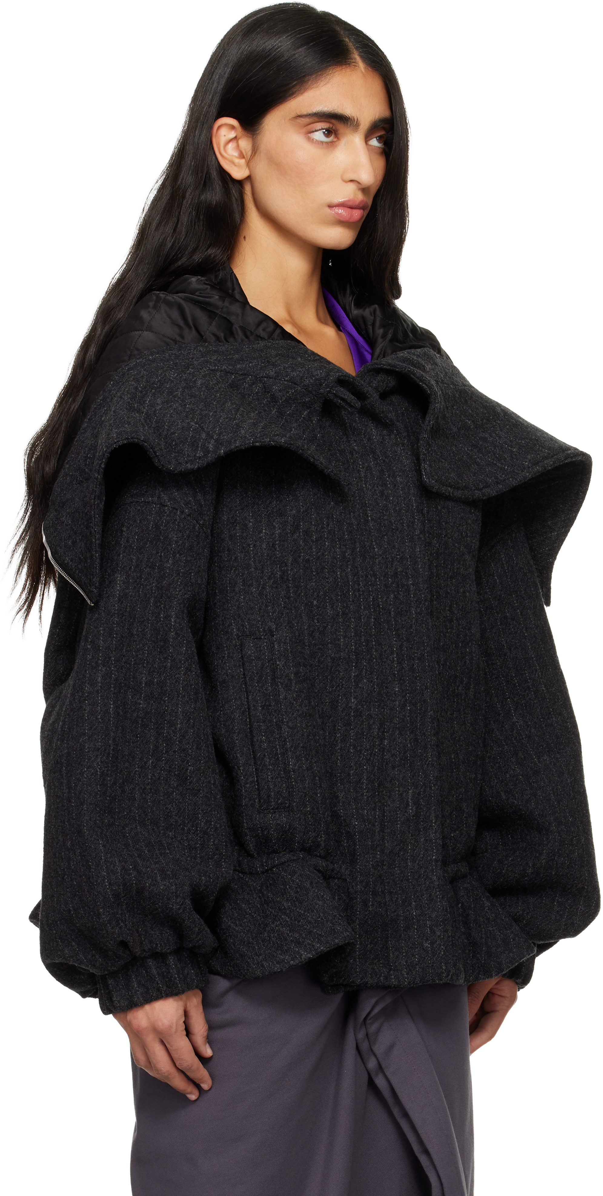 Dries Van Noten Gray Wool Melton Jacket In Animal Print