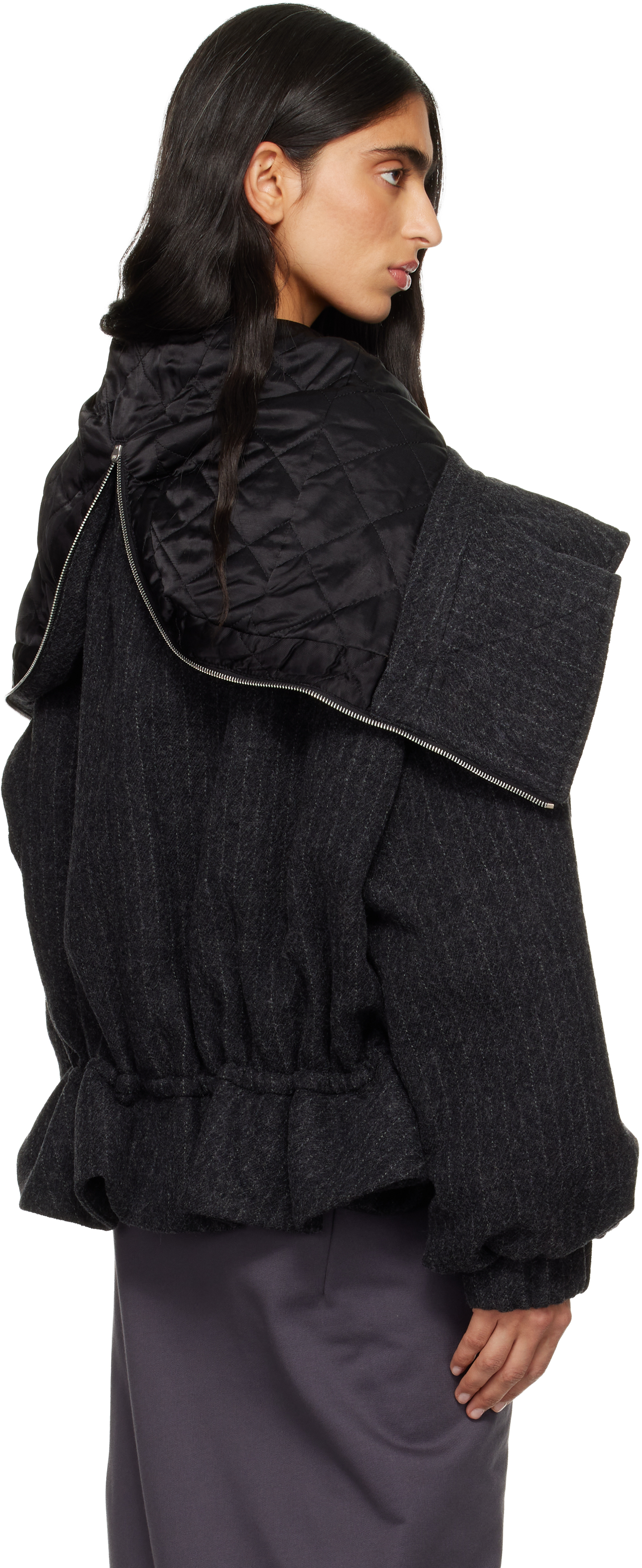 Dries Van Noten Gray Wool Melton Jacket In Animal Print