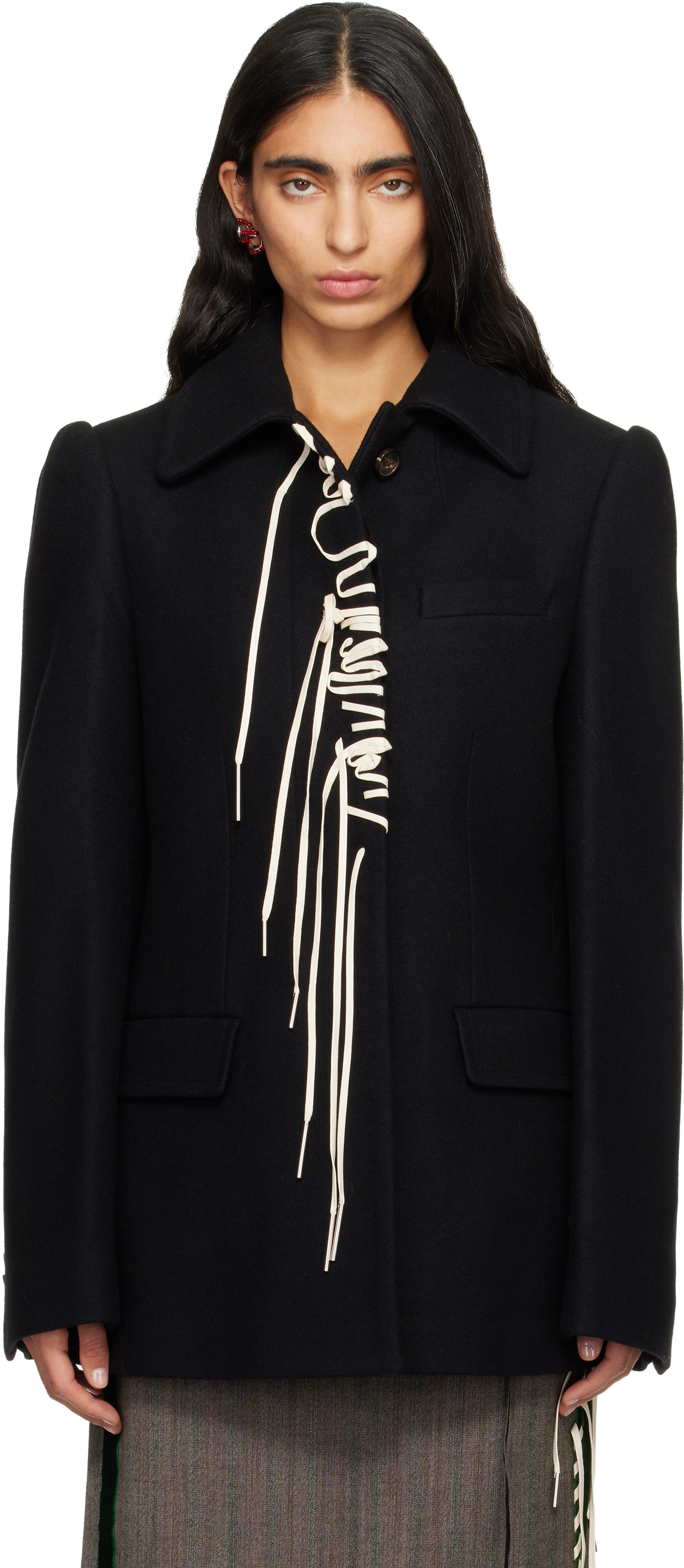 Dries Van Noten Black Wool Coat In Black