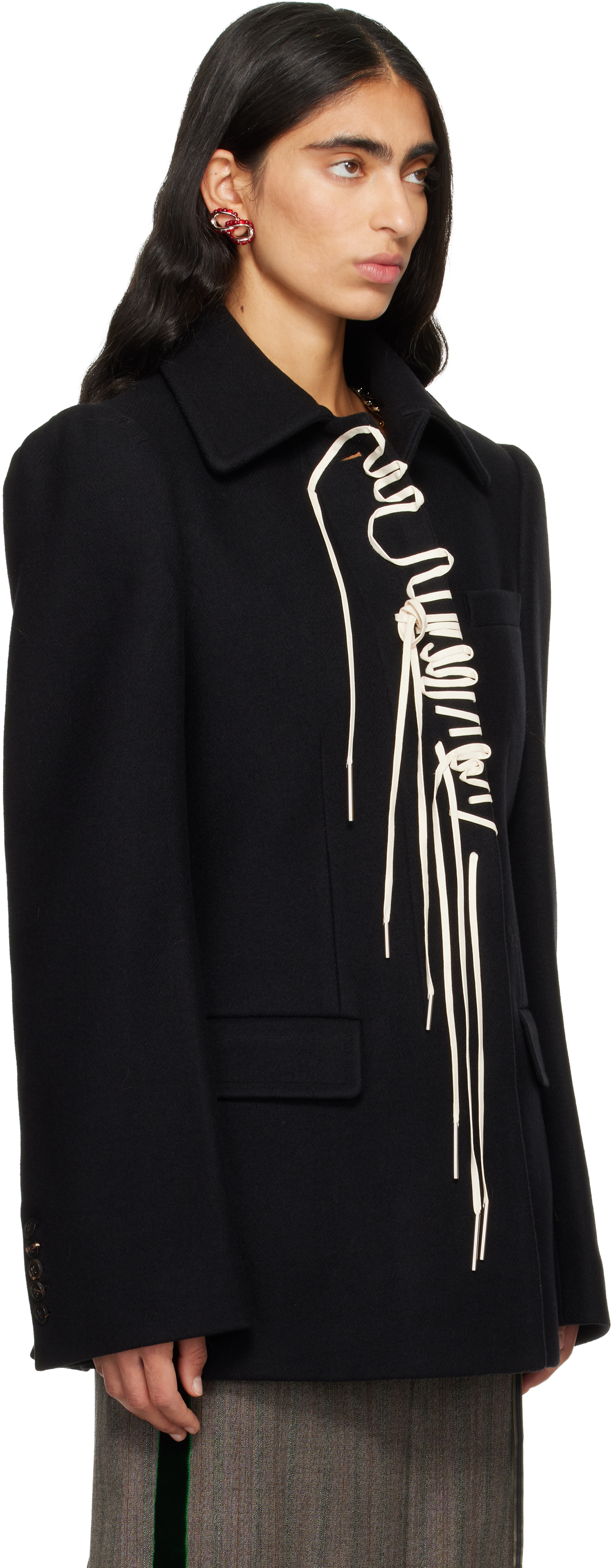 Dries Van Noten Black Wool Coat In Black