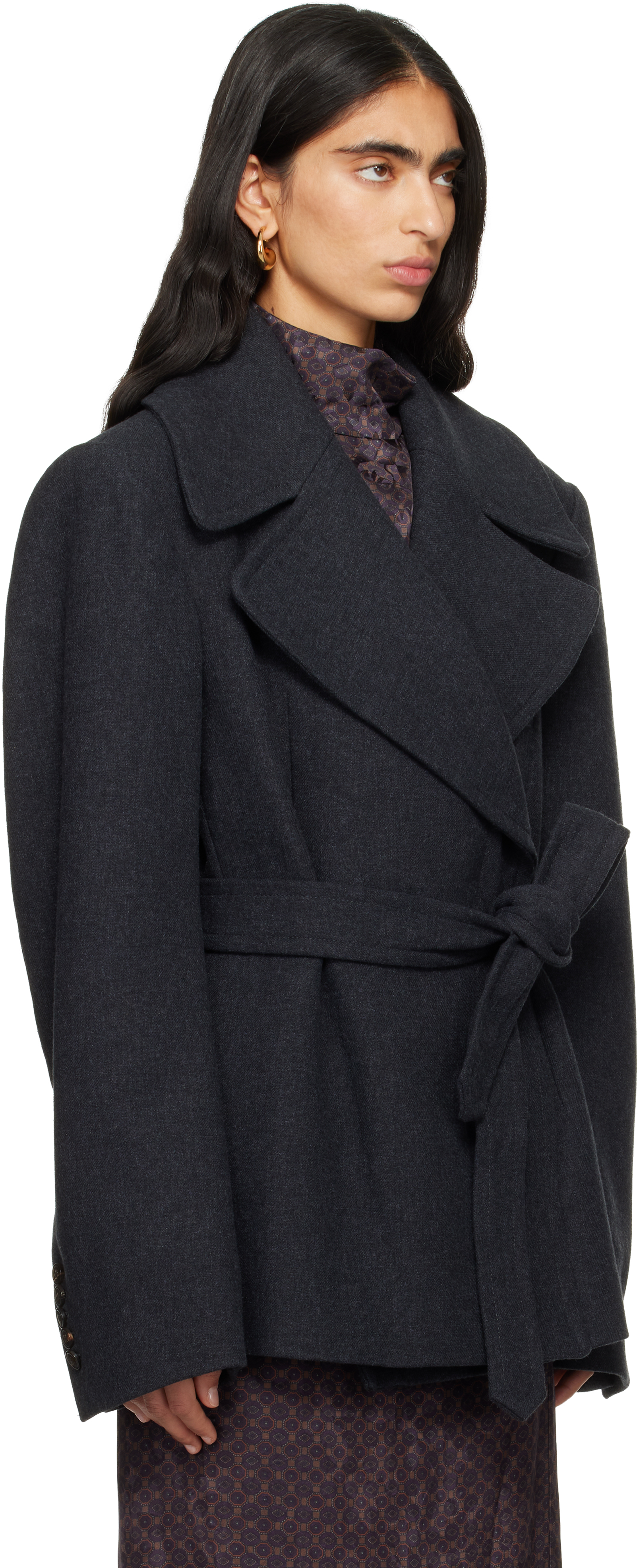 Dries Van Noten Gray Brushed Coat