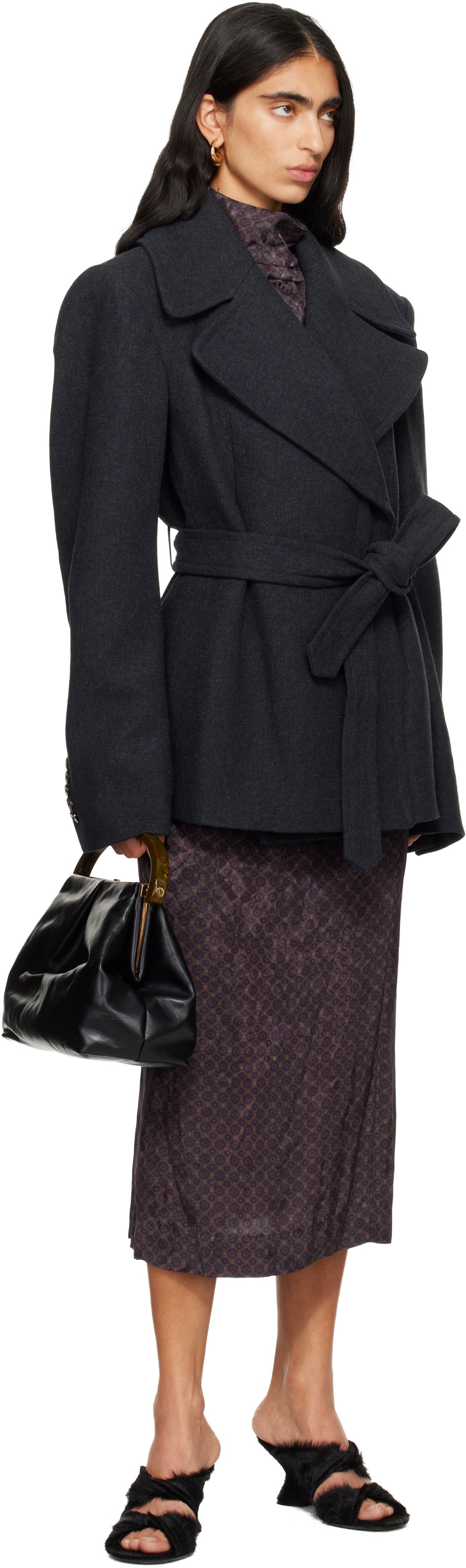 Dries Van Noten Gray Brushed Coat