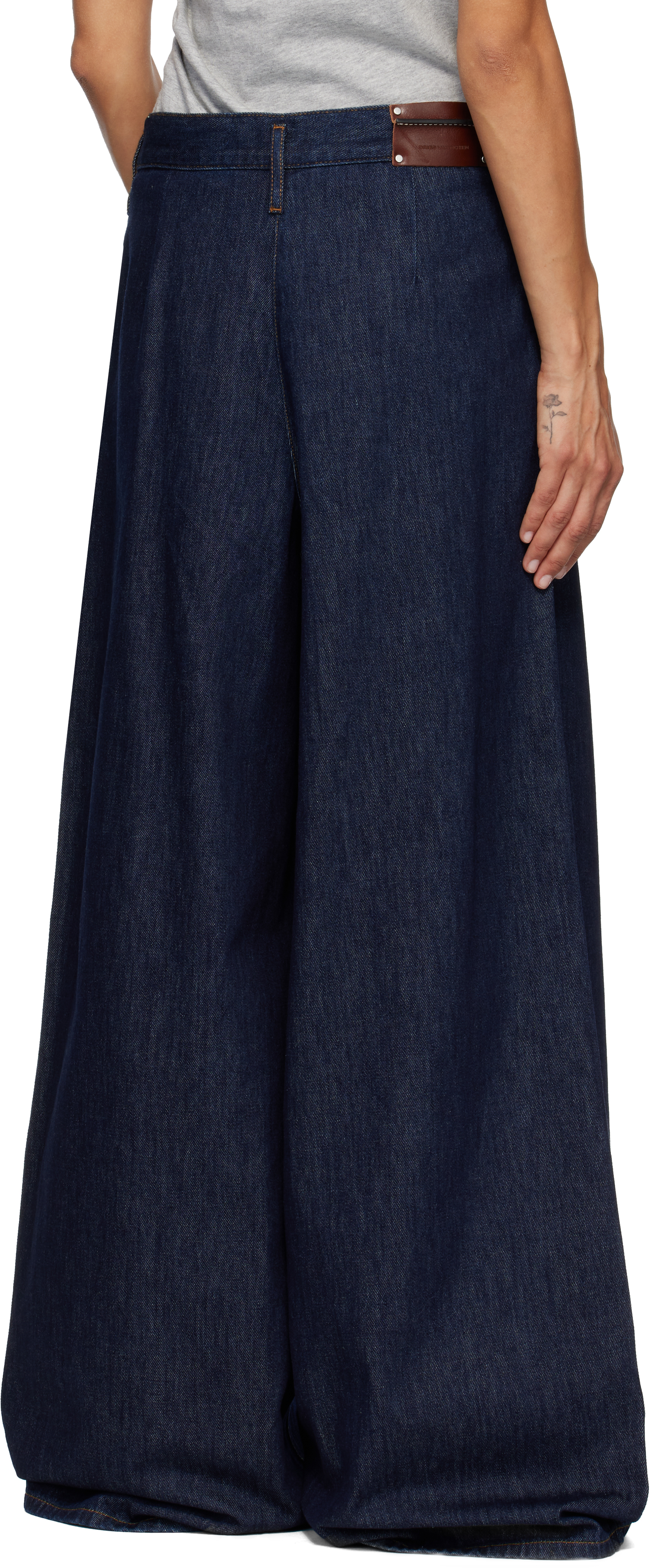 Dries Van Noten Blue Wide Pleated Jeans In Blue