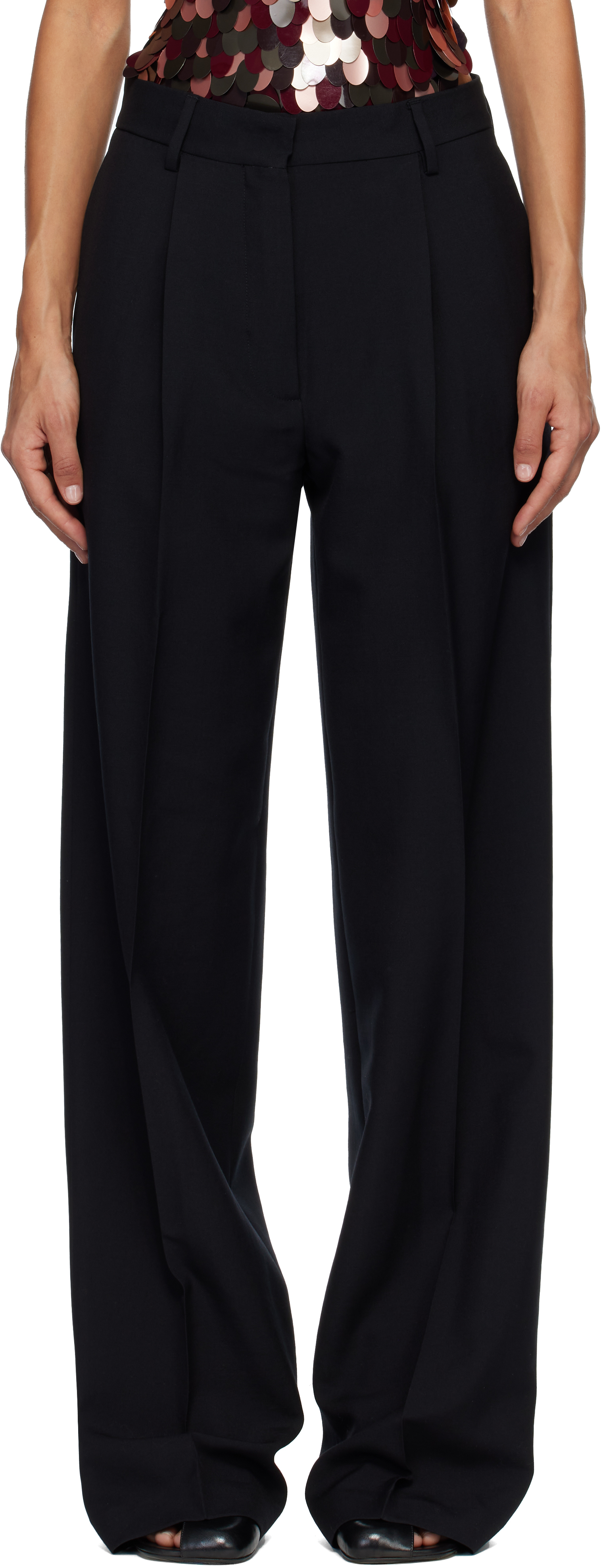 Dries Van Noten Black Wool & Mohair Trousers In Black