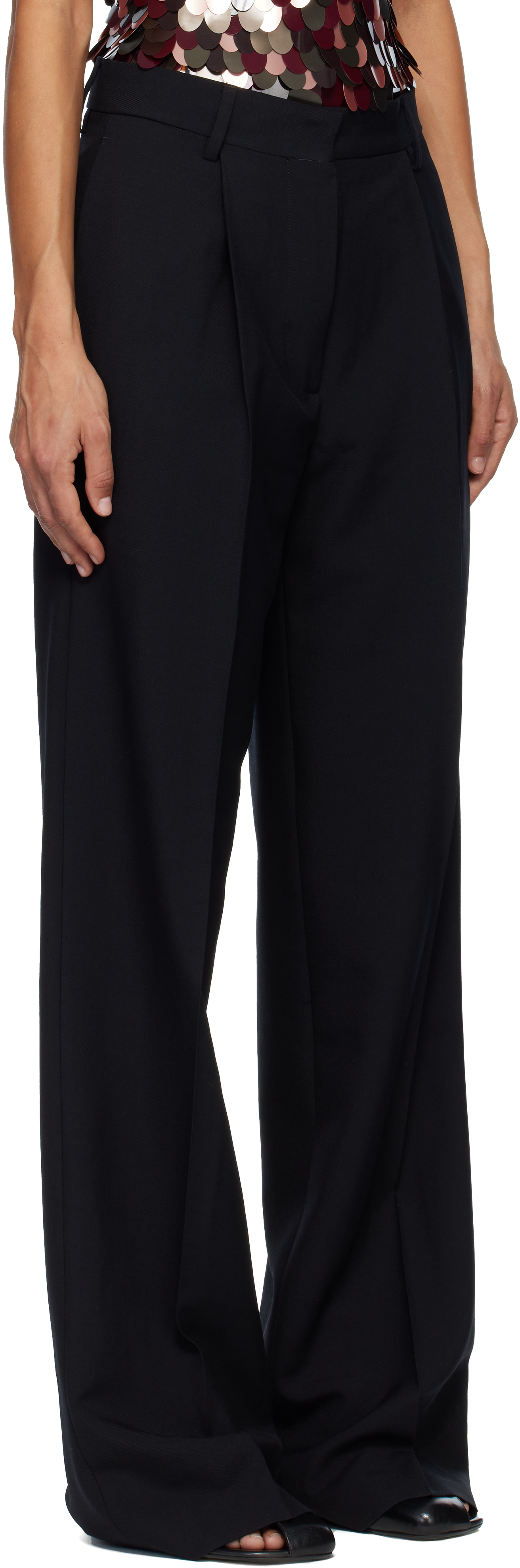 Dries Van Noten Black Wool & Mohair Trousers In Black