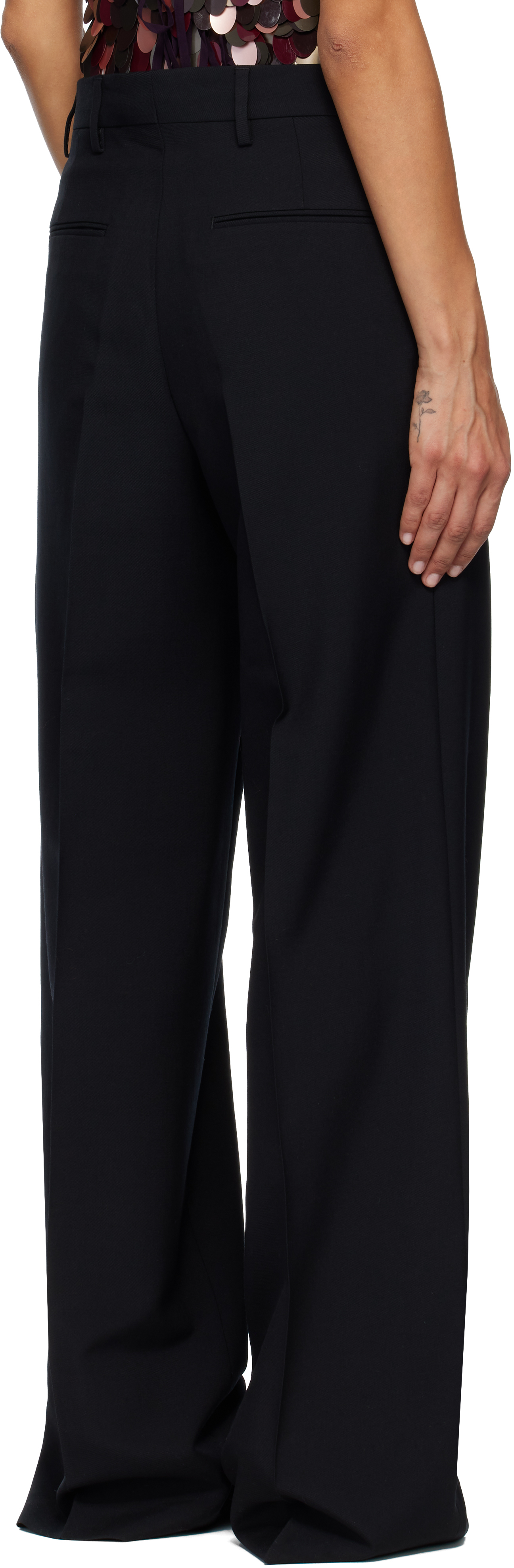 Dries Van Noten Black Wool & Mohair Trousers In Black