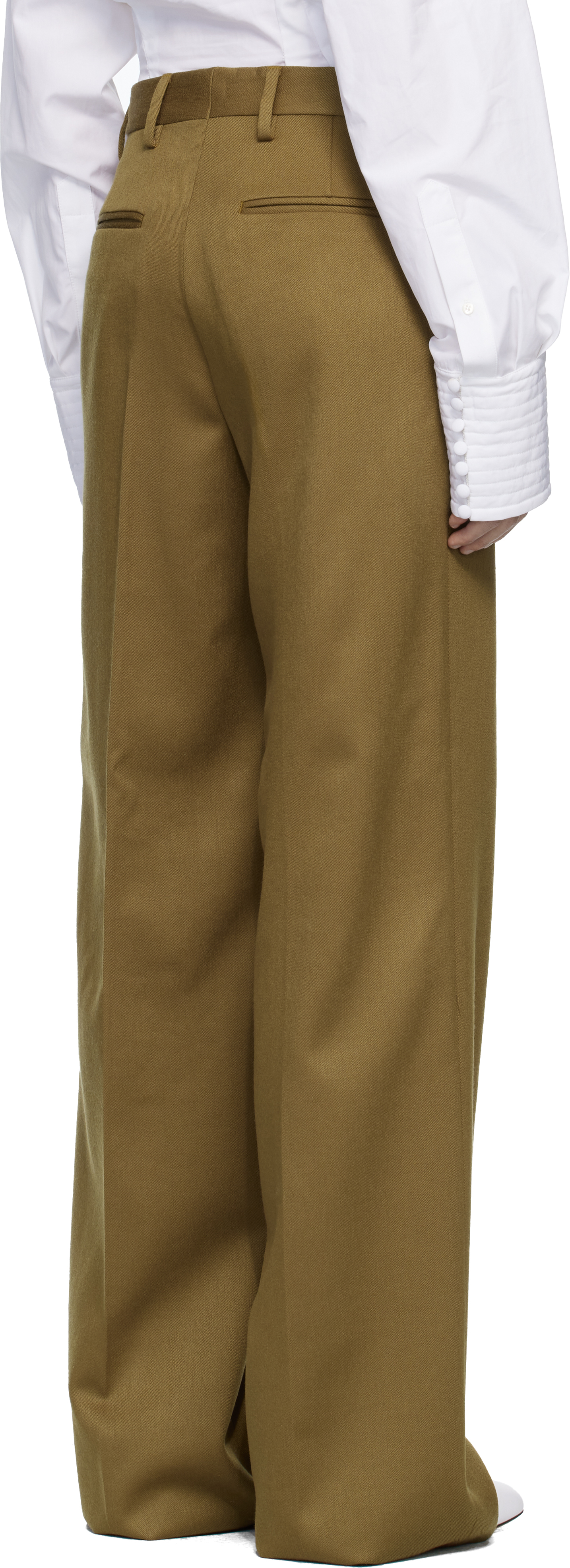 Dries Van Noten Beige Tailored Wool Trousers