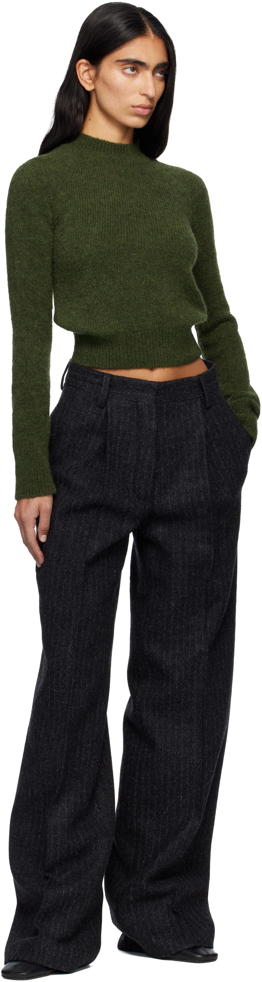 Dries Van Noten Gray Tailored Wool Trousers In Blue