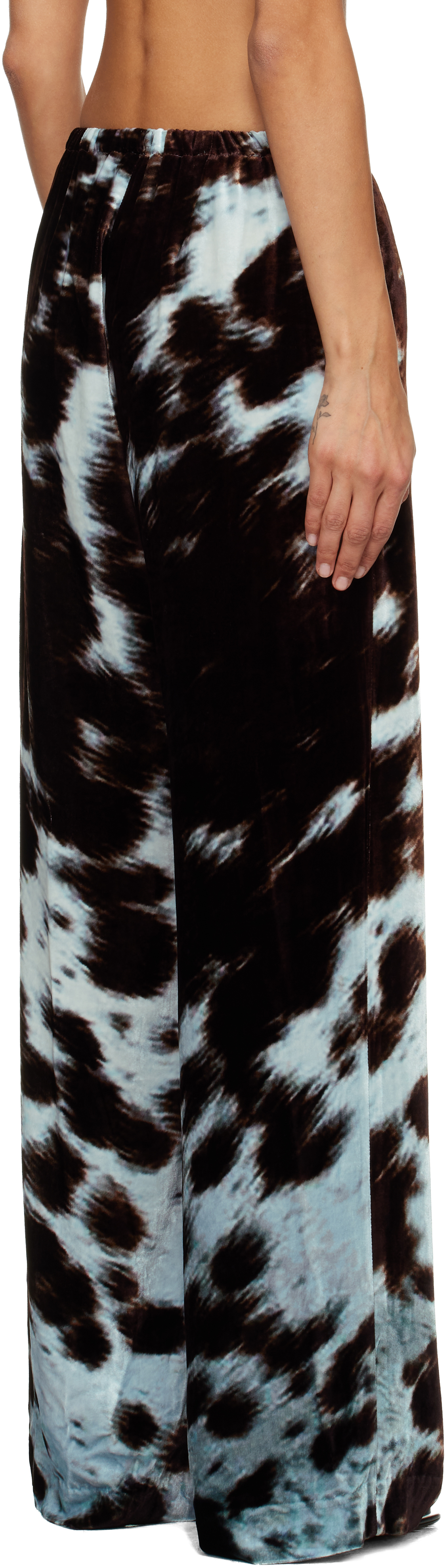 Dries Van Noten Brown & Blue Elasticated Trousers In Multi