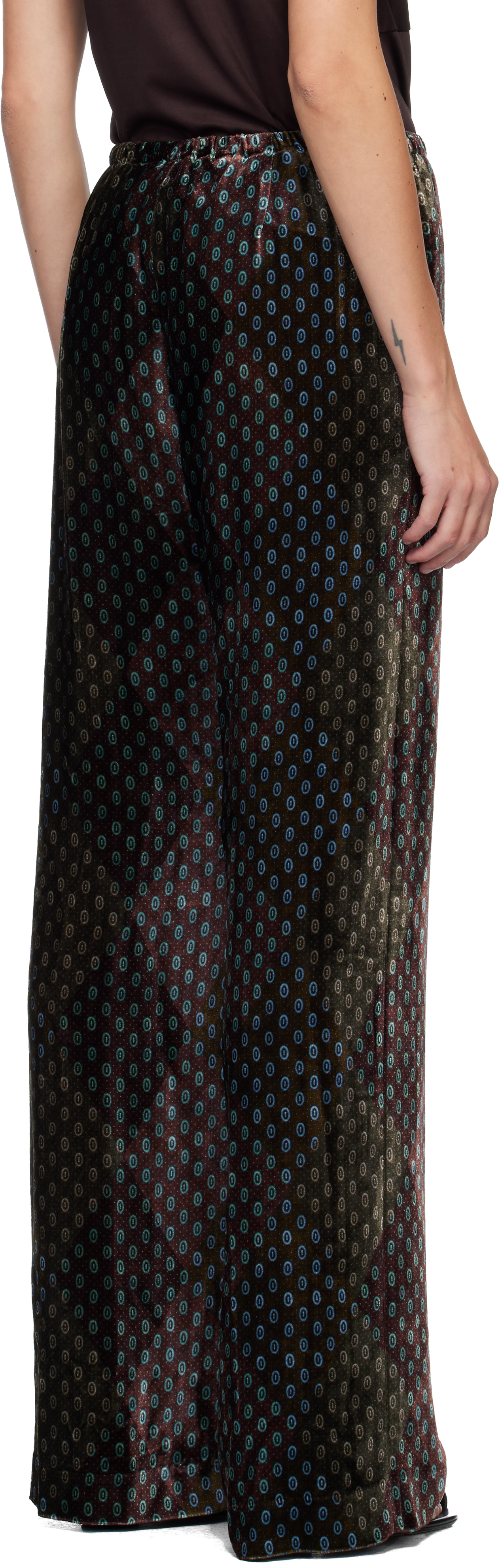 Dries Van Noten Printed Wide-leg Satin Trousers In Black