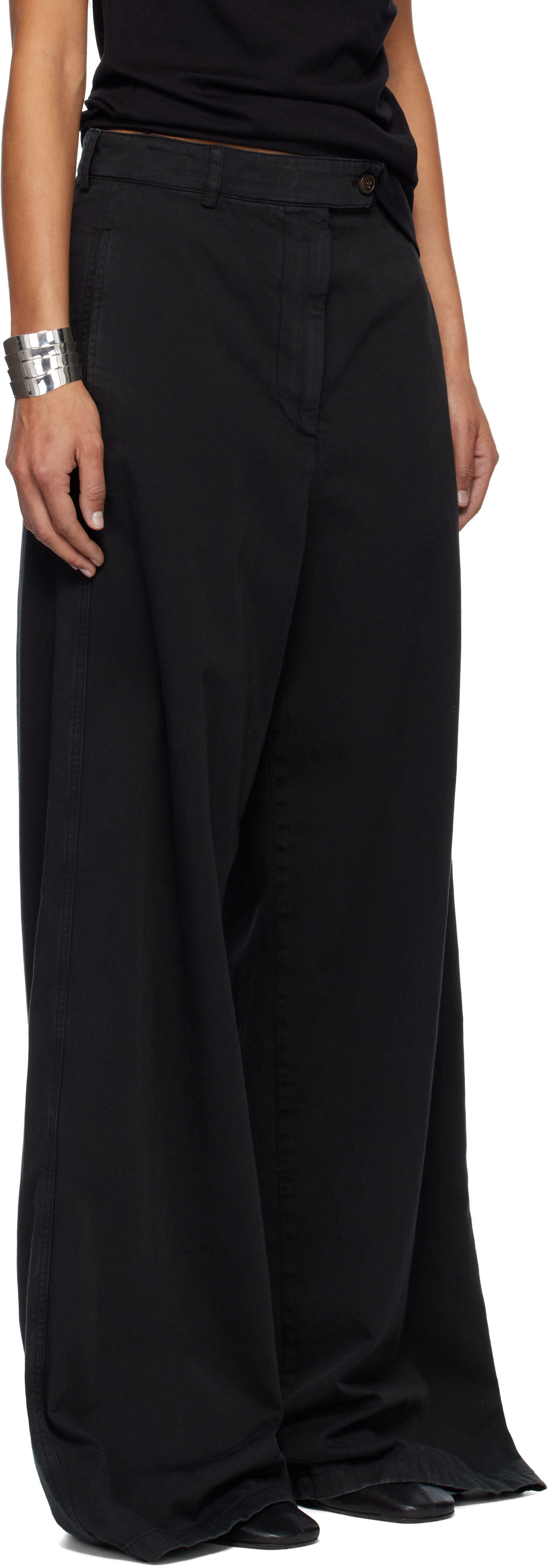 Dries Van Noten Black Cotton Twill Trousers