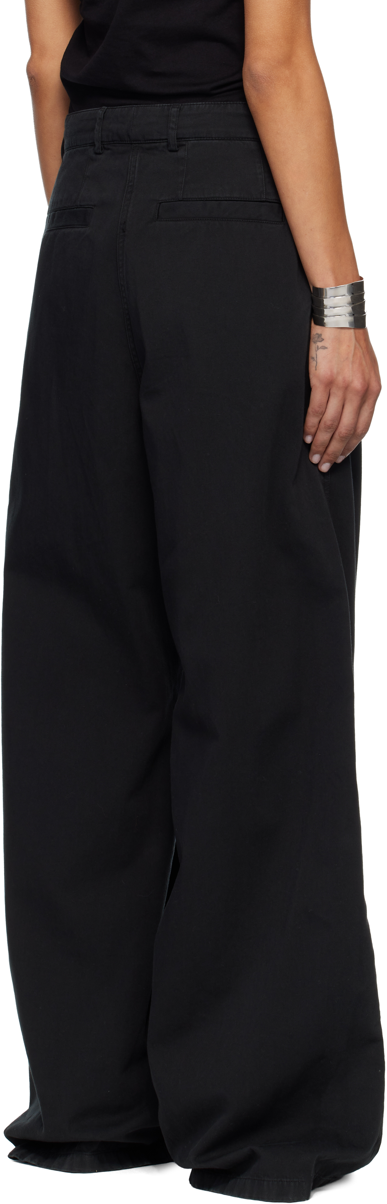 Dries Van Noten Black Cotton Twill Trousers