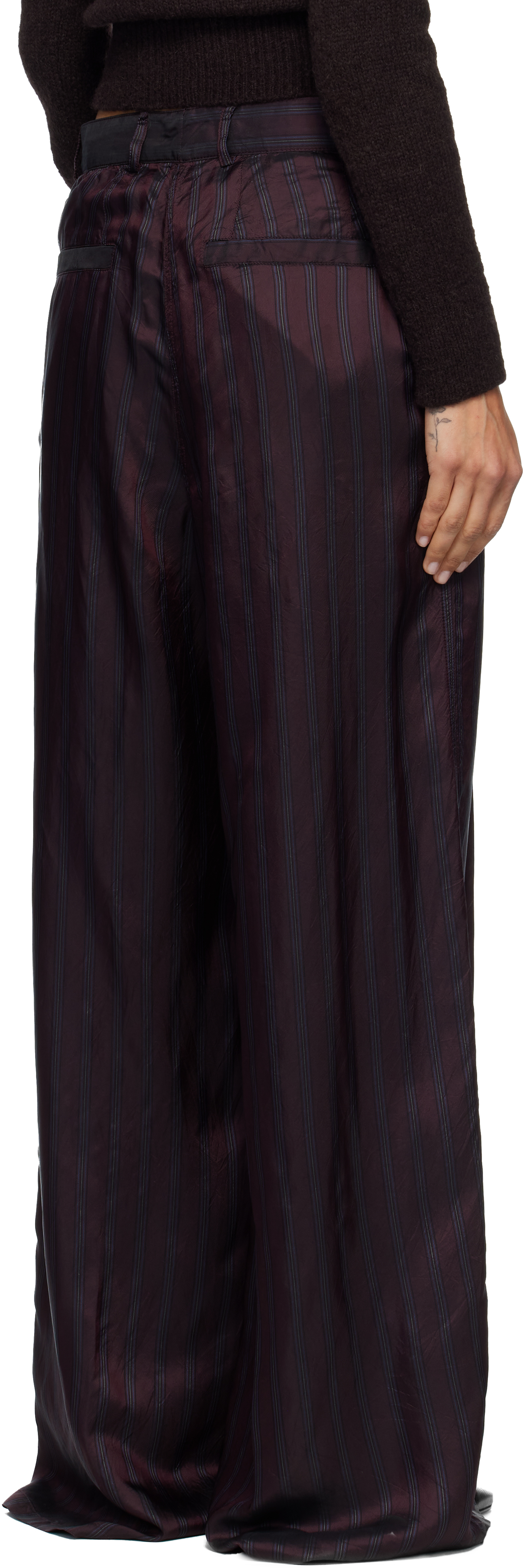 Dries Van Noten Burgundy Wide Leg Trousers In Burgundy