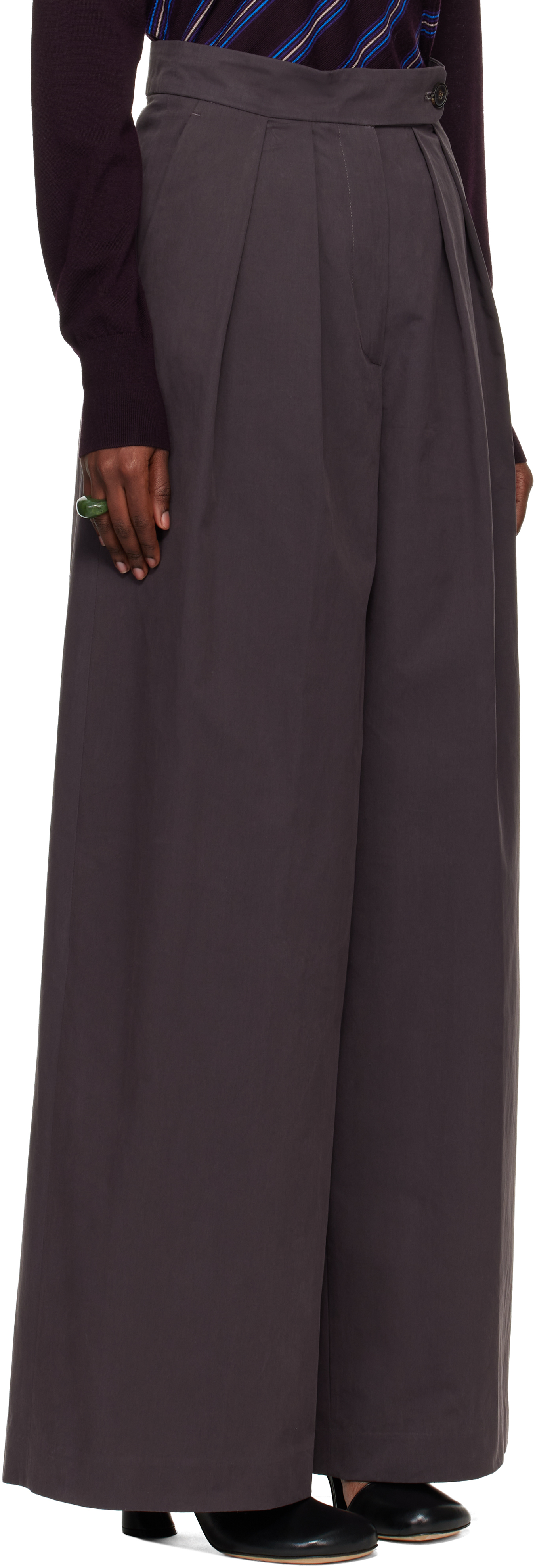 Dries Van Noten Brown Heavy Cotton Poplin Trousers In Brown