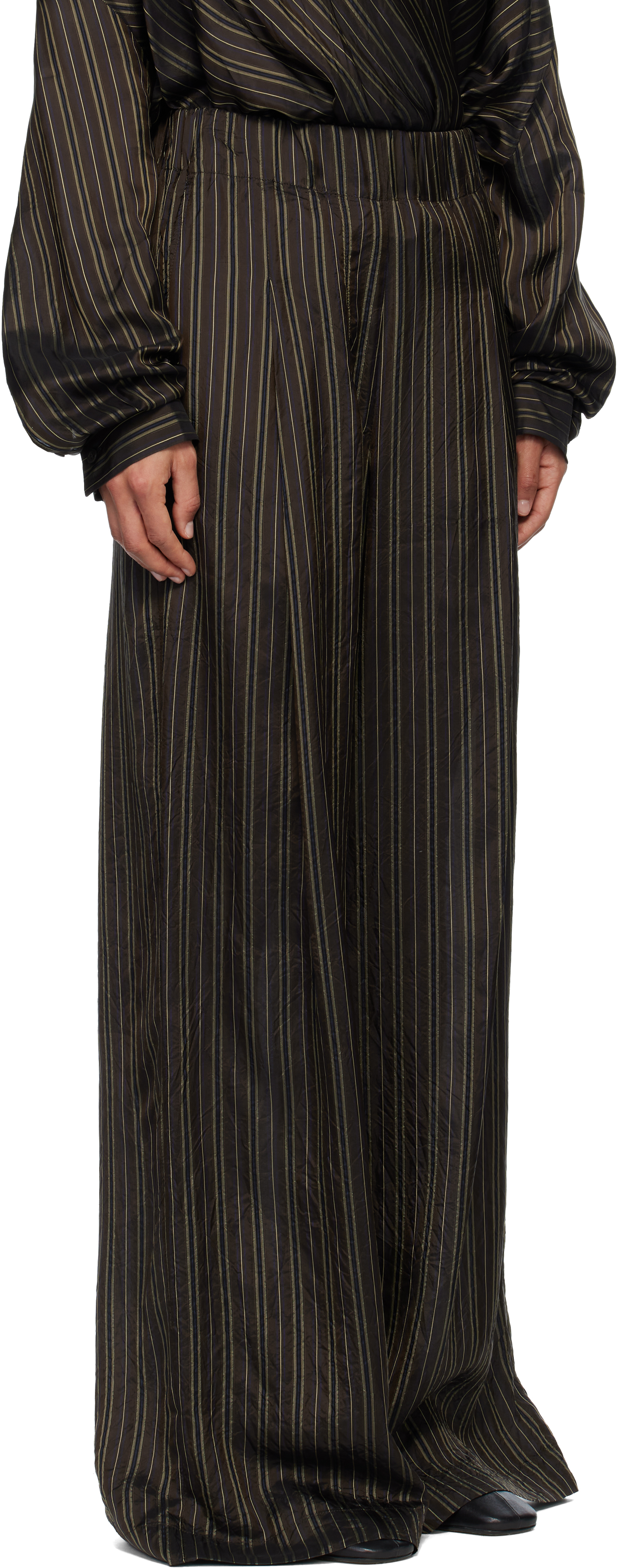 Dries Van Noten Brown Striped Trousers