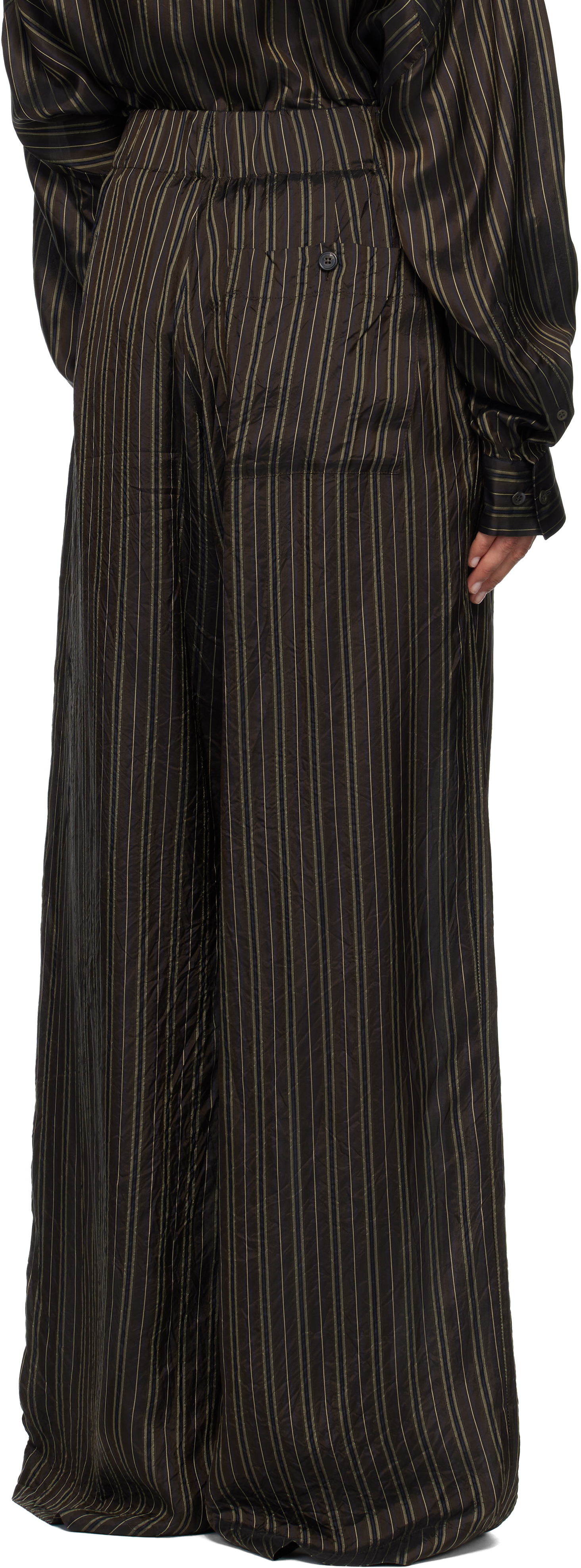 Dries Van Noten Brown Striped Trousers