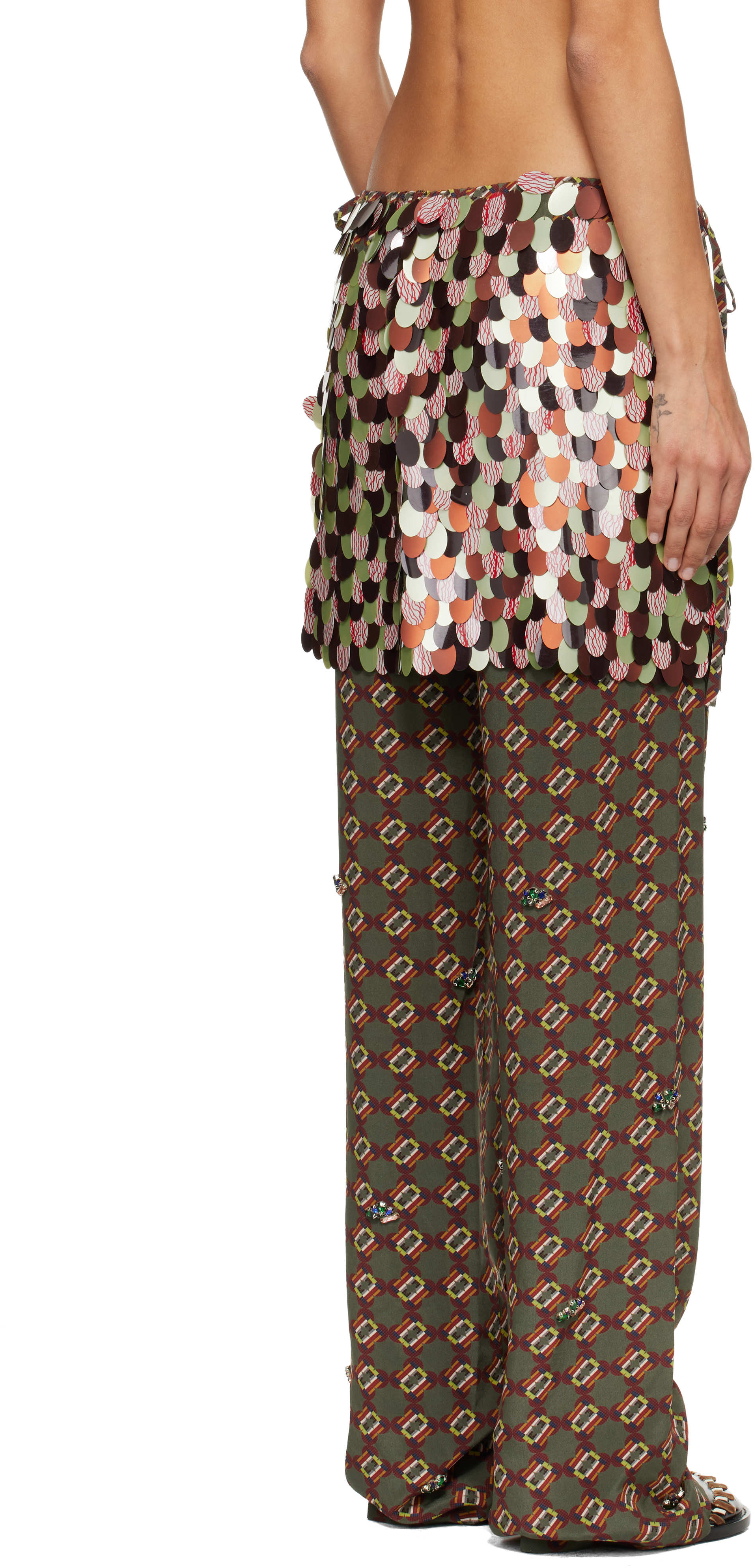 Dries Van Noten Multicolor Layered Trousers In Brown