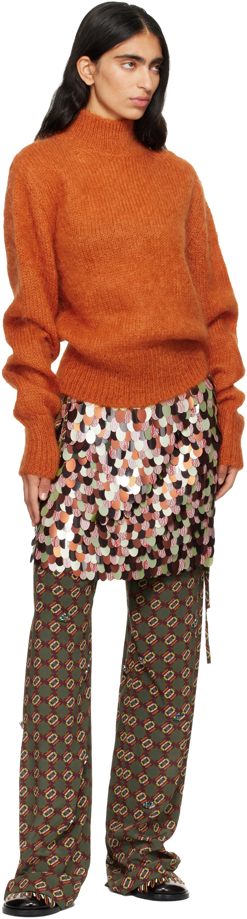 Dries Van Noten Multicolor Layered Trousers In Brown