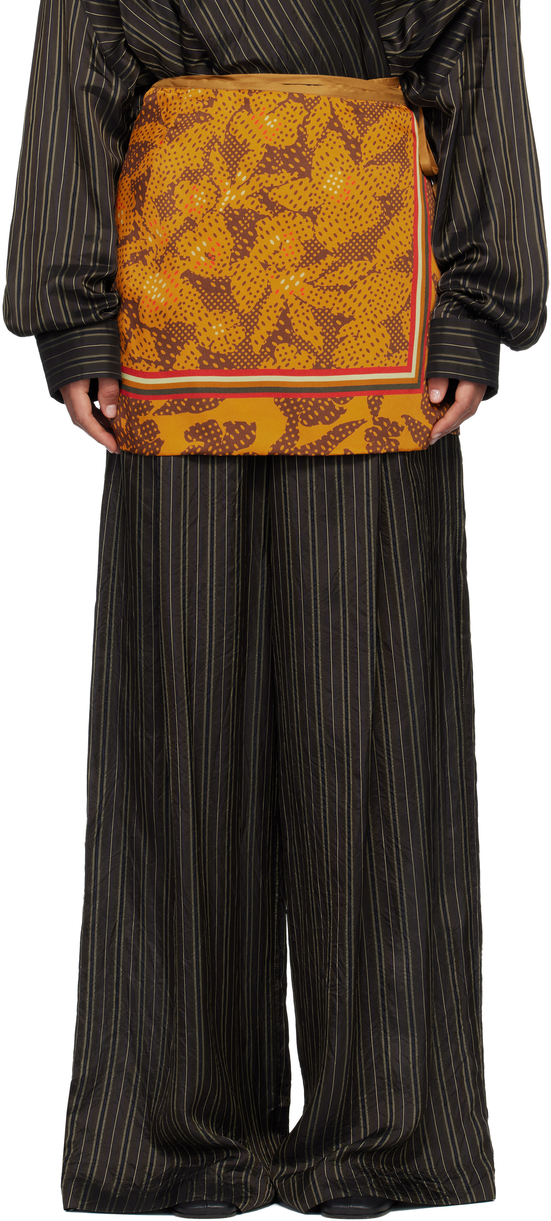 Dries Van Noten Orange Printed Wrap Miniskirt In Multi