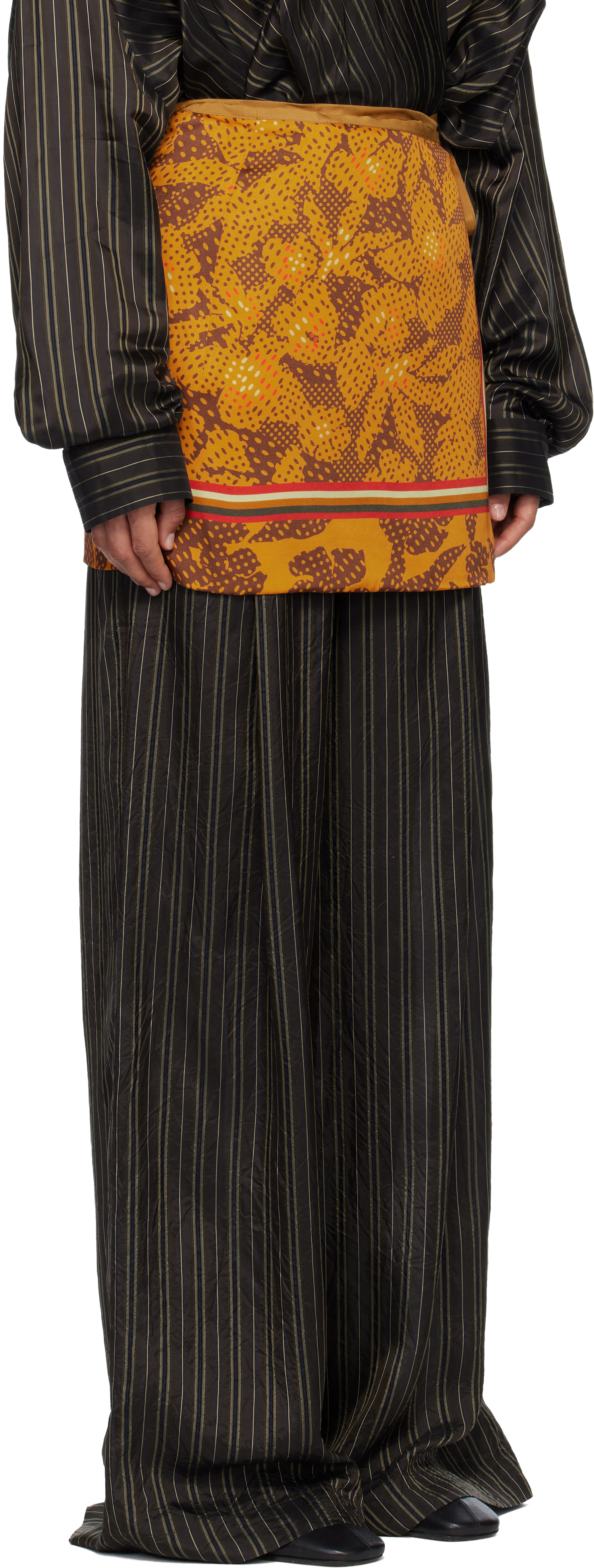 Dries Van Noten Orange Printed Wrap Miniskirt In Multi