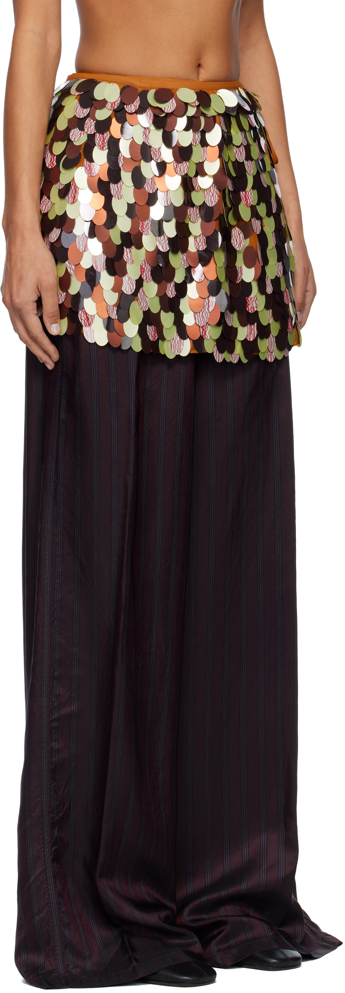 Dries Van Noten Orange Embellished Wrap Miniskirt In Black