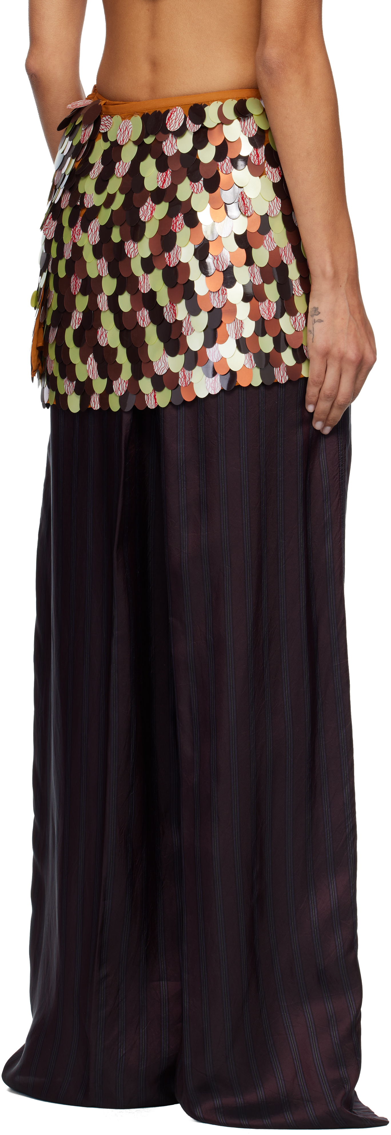 Dries Van Noten Orange Embellished Wrap Miniskirt In Black