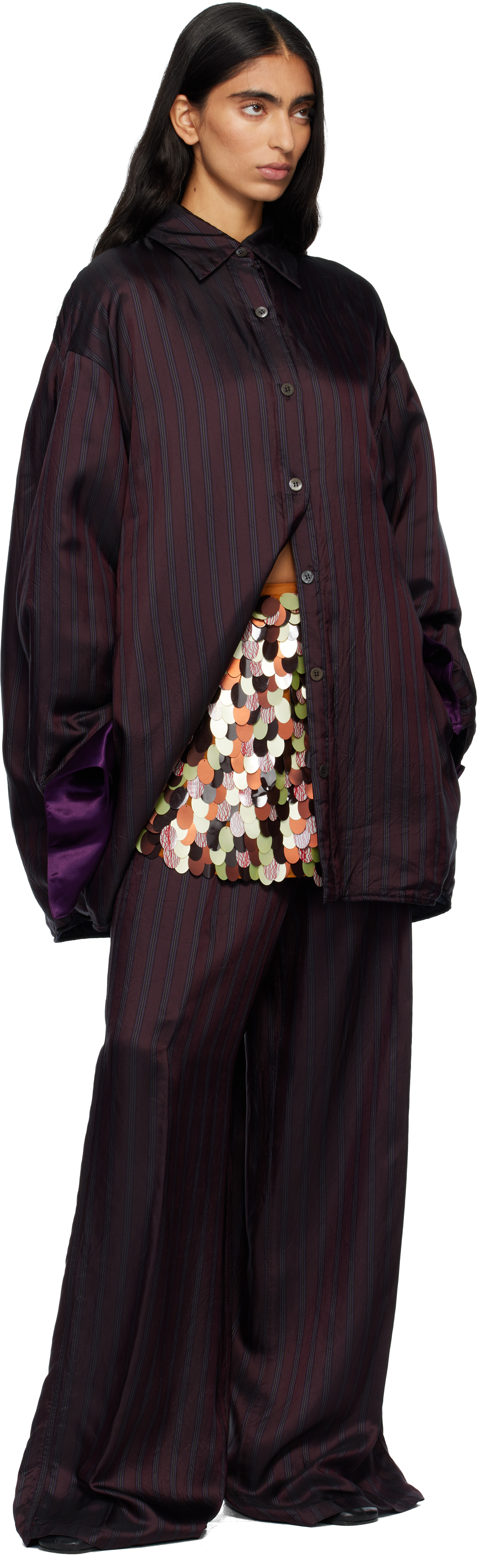 Dries Van Noten Orange Embellished Wrap Miniskirt In Black