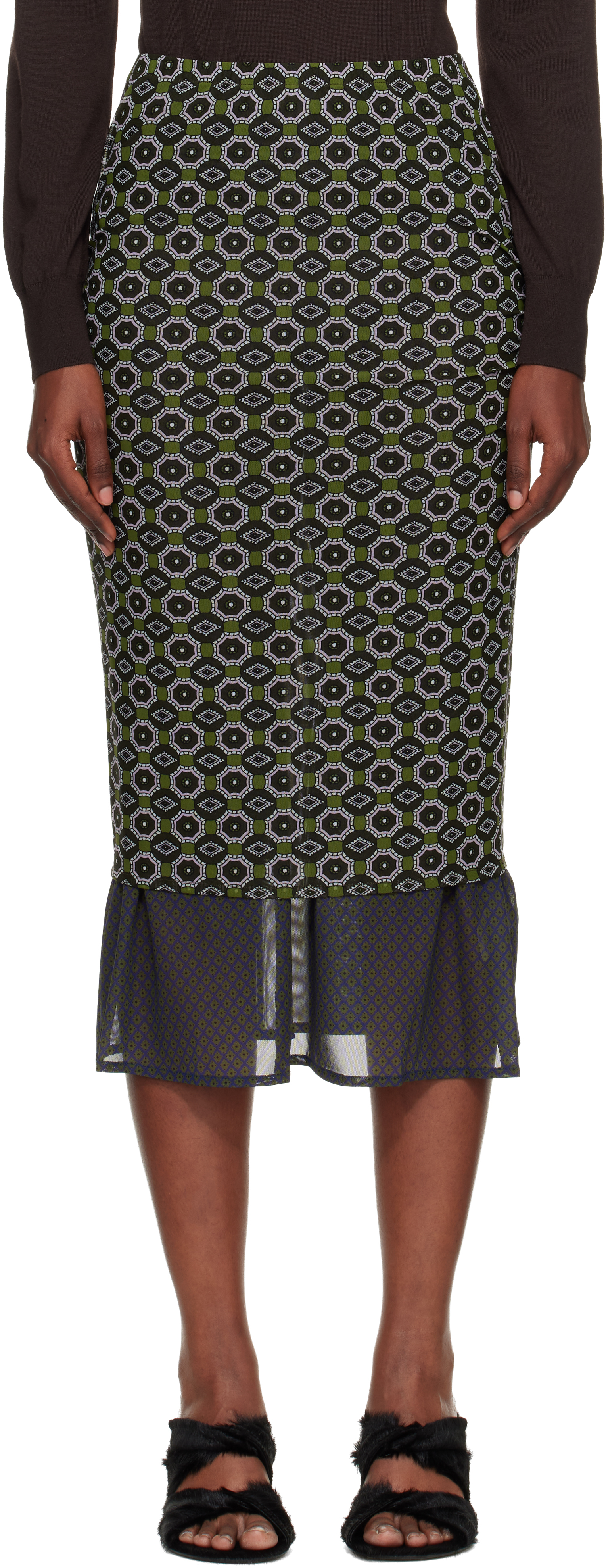 Dries Van Notenのグリーン＆ブルー トランスペアレント メッシュ