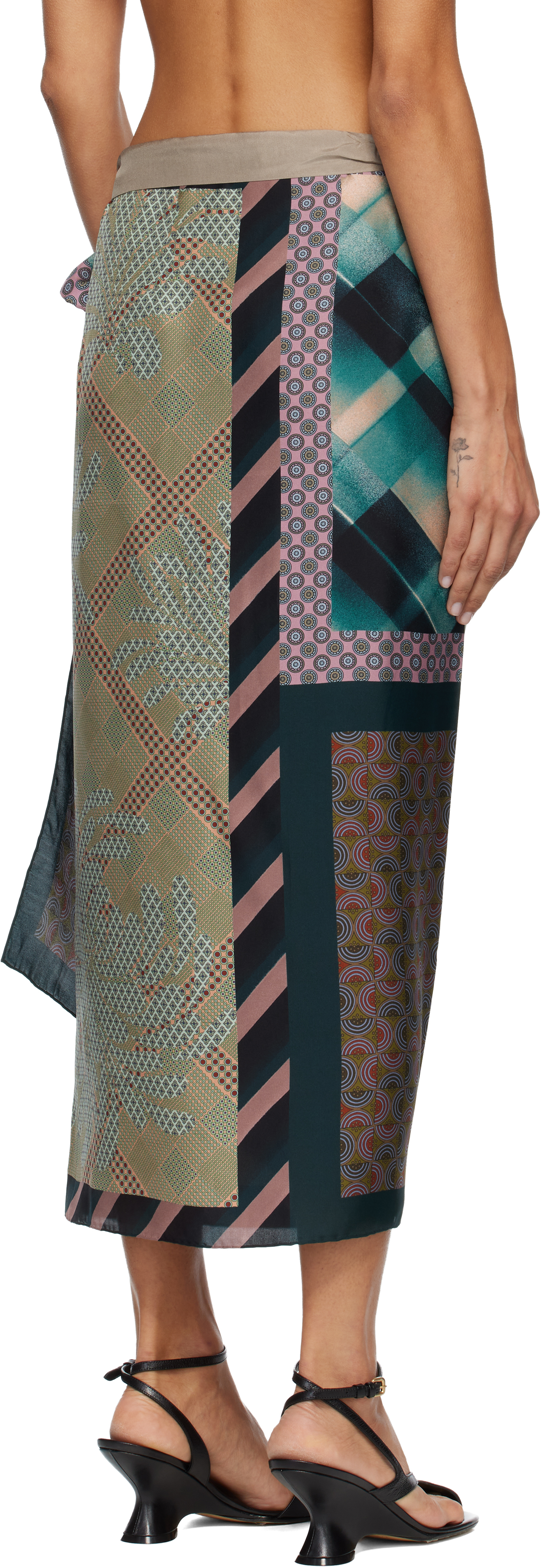Dries Van Noten Multicolor Wrap Scarf Midi Skirt
