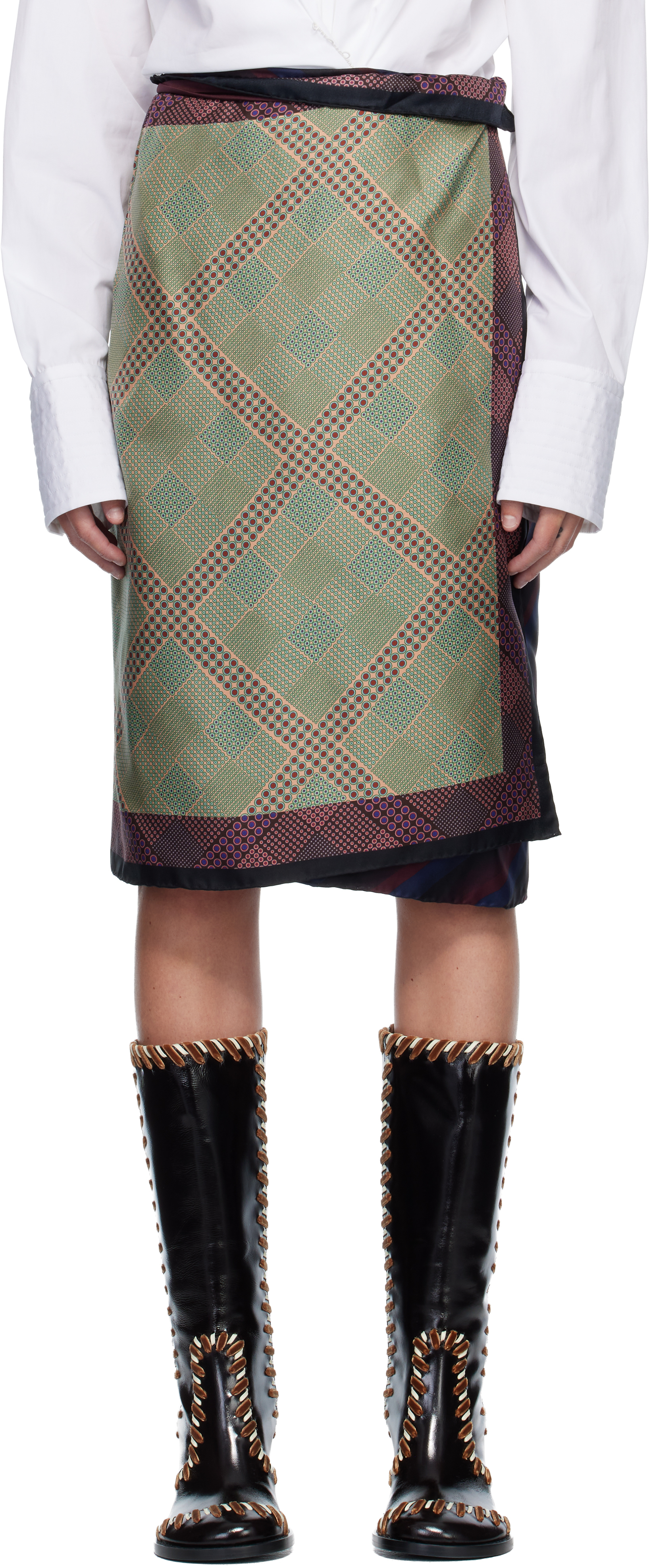 Dries van noten アウトサイダー柄 フェザースカート プリントスカート