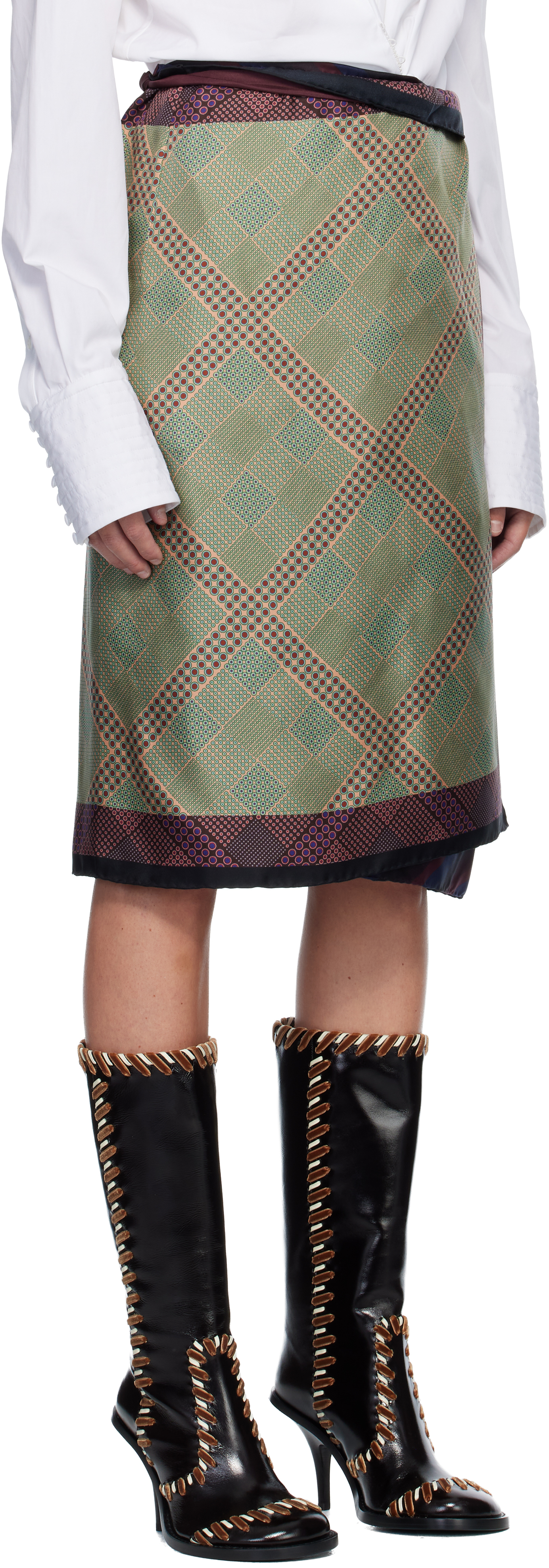 Dries Van Noten Multicolor Wrap Scarf Midi Skirt