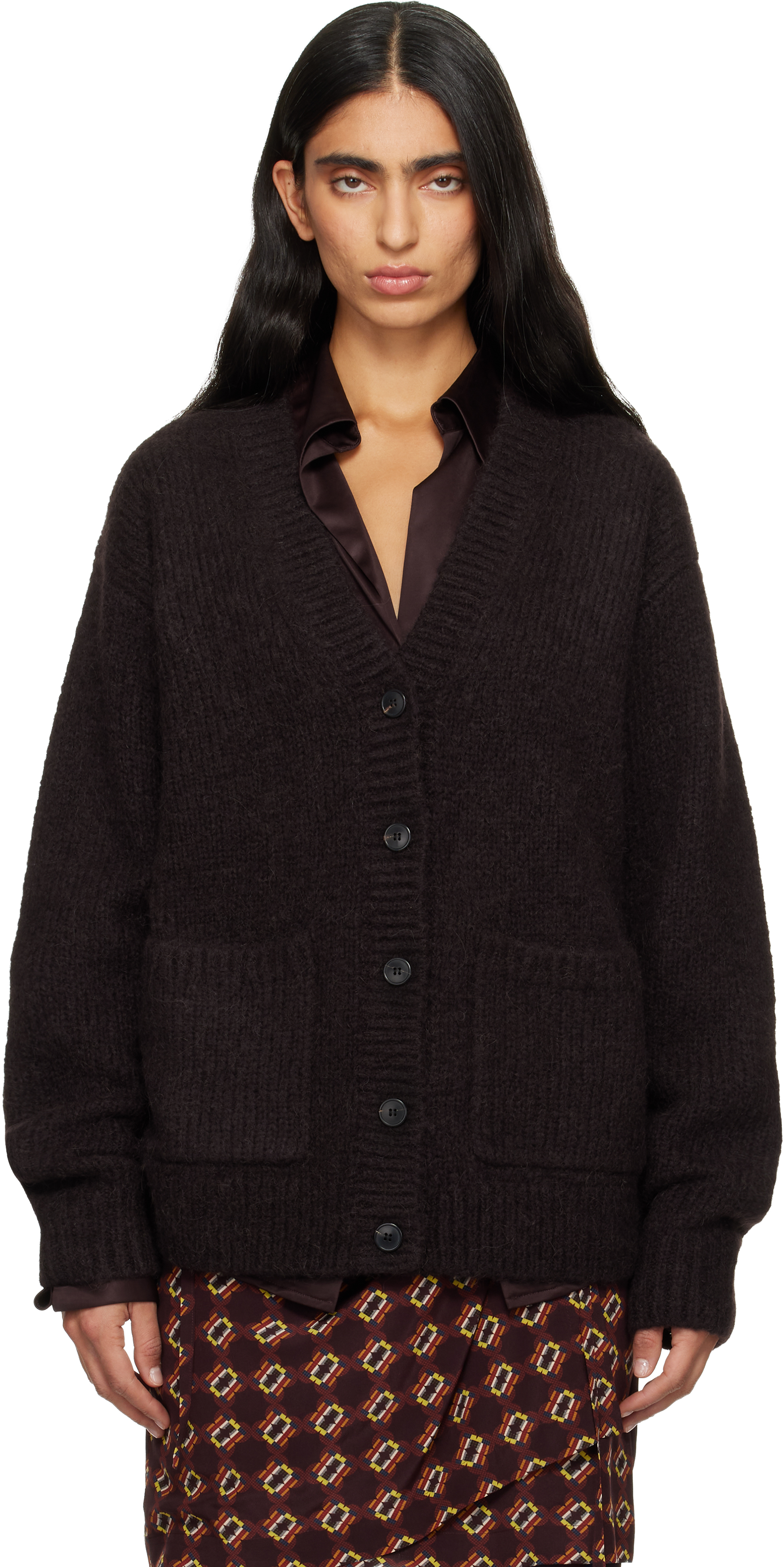 Dries Van Noten Brown Alpaca Cardigan
