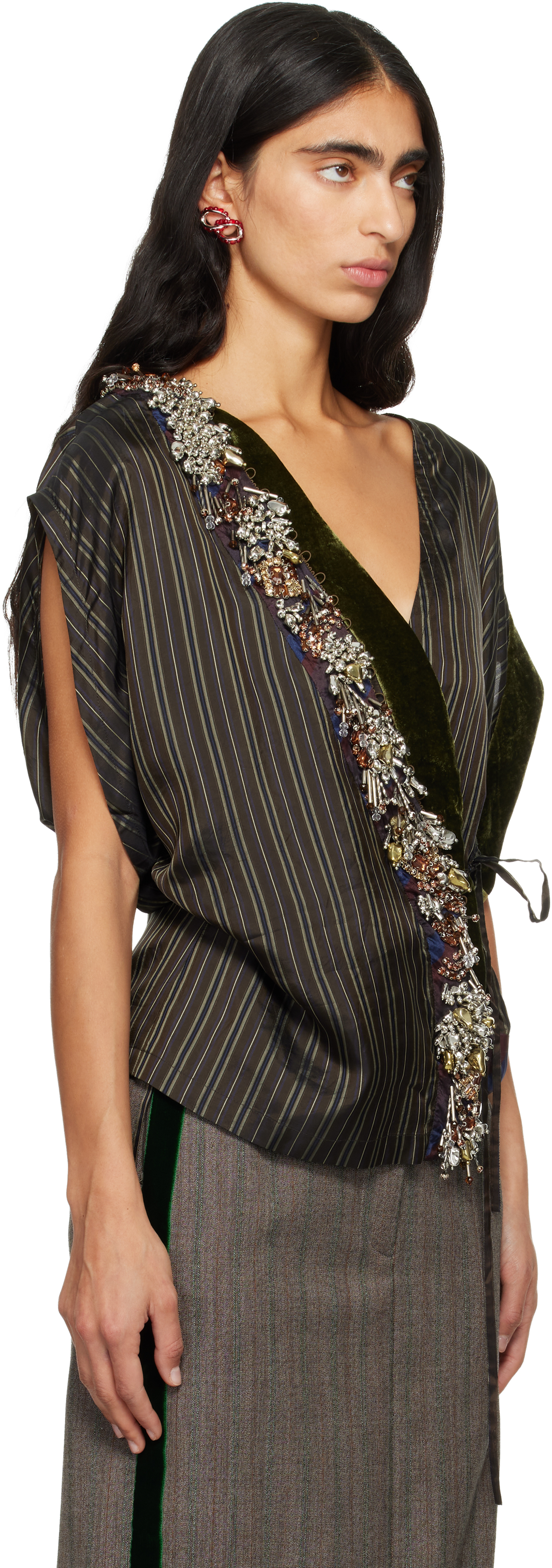 Dries Van Noten Brown Embellished Blouse