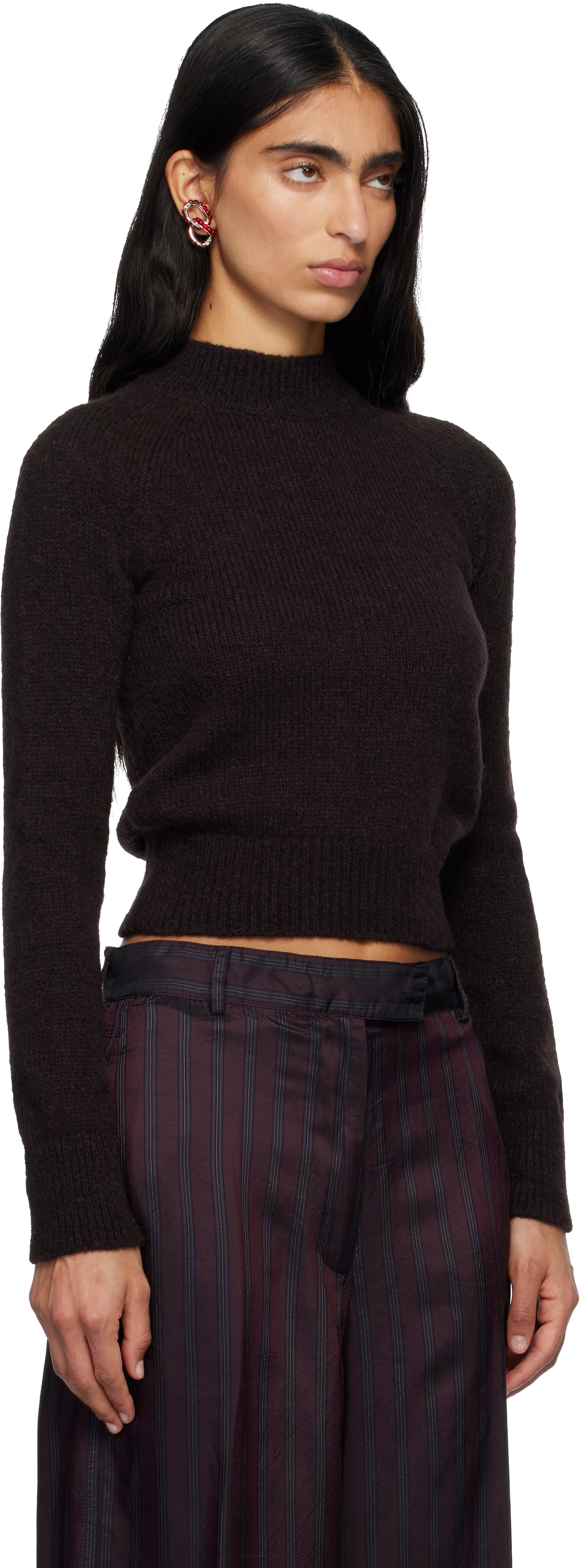 Dries Van Noten Brown Fitted Sweater In Brown