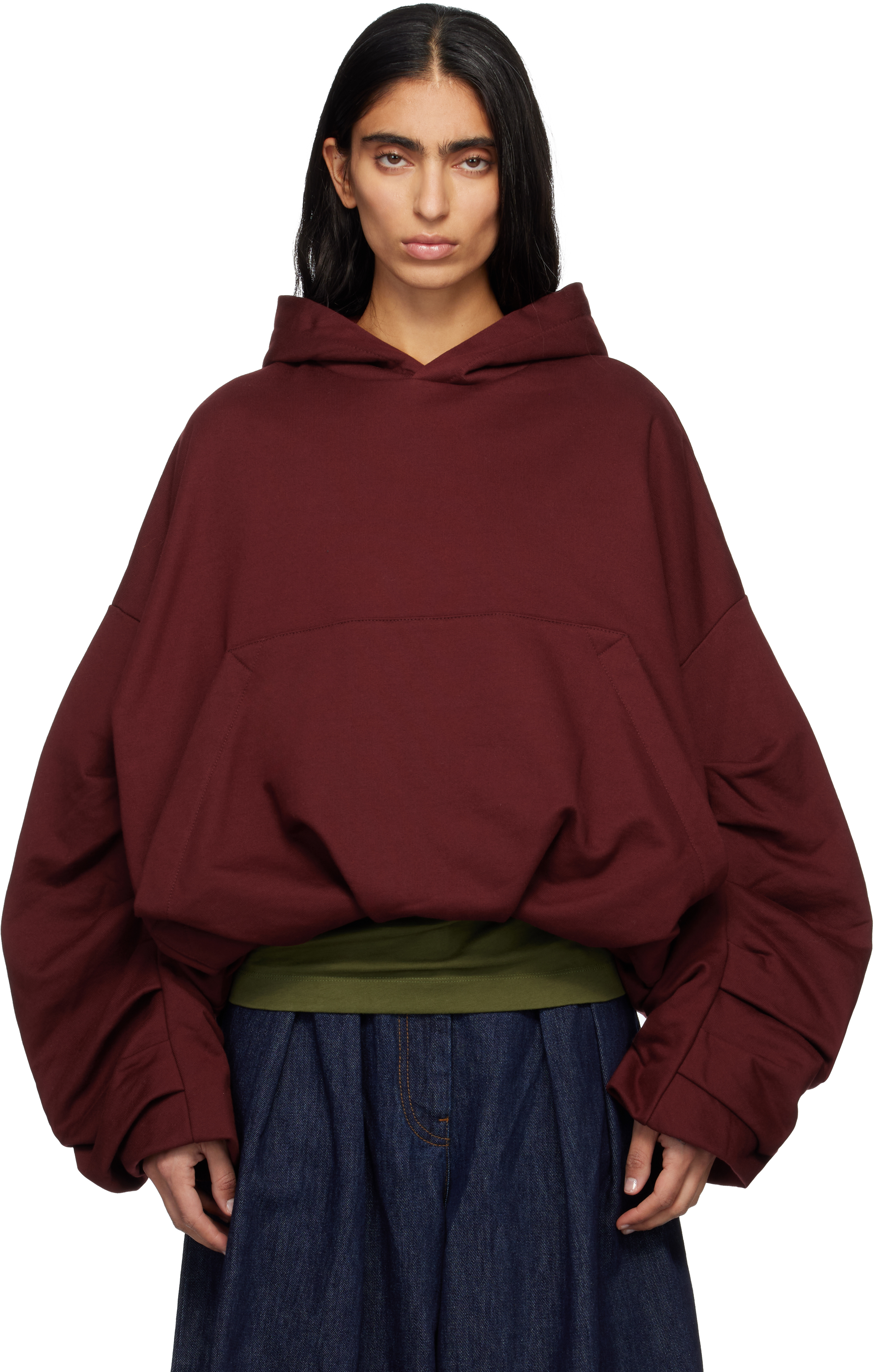 Dries Van Noten Red Draped Hoodie