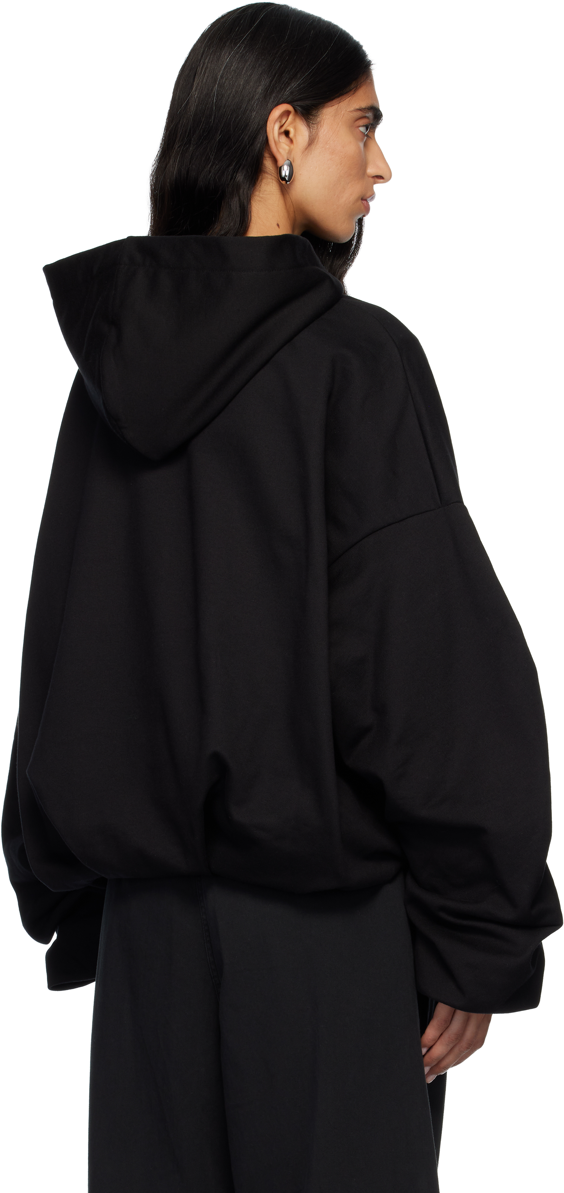 Dries Van Noten Black Draped Hoodie In Black