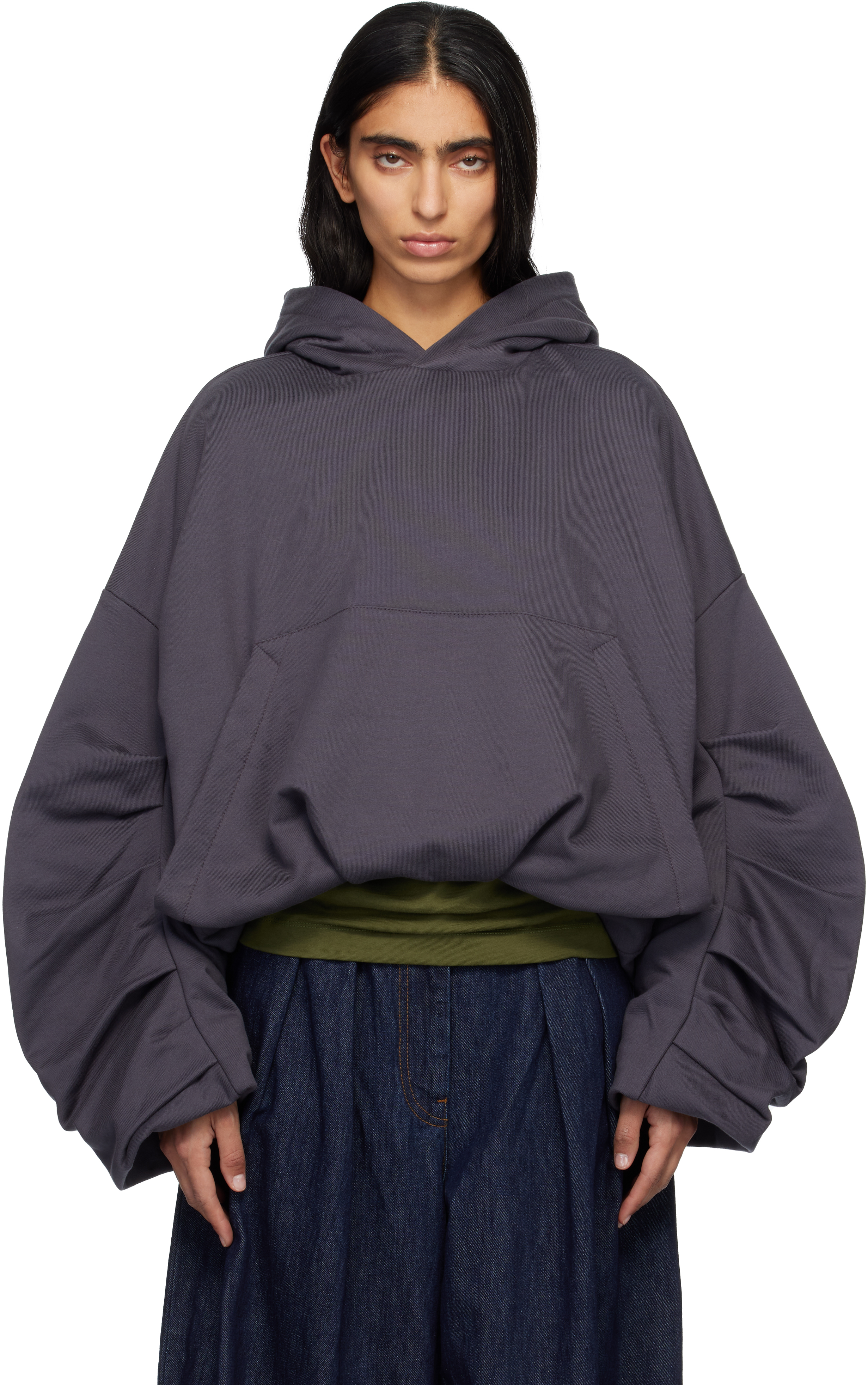 Dries Van Noten Gray Draped Hoodie