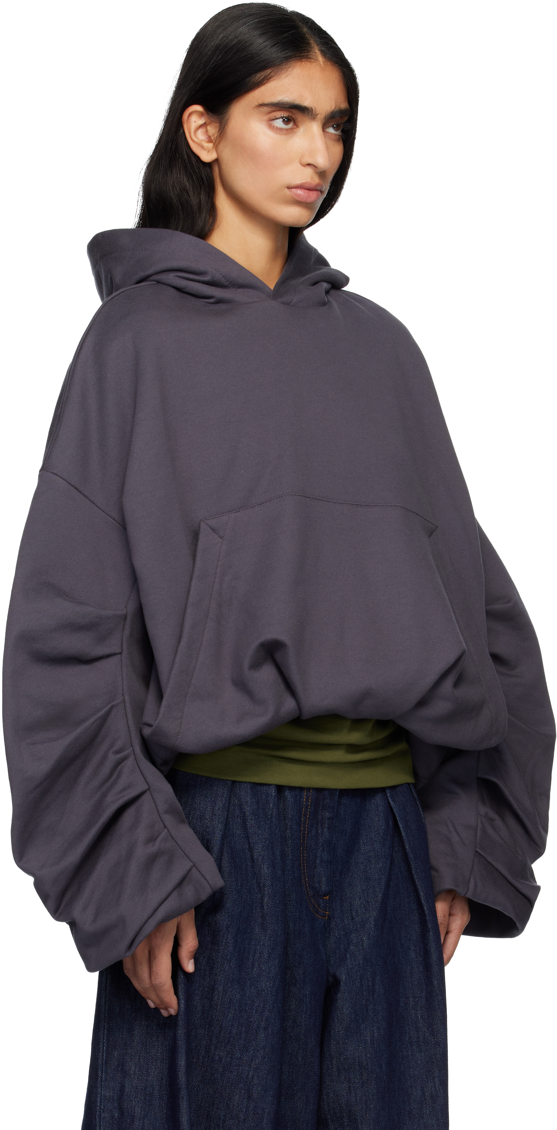 Dries Van Noten Gray Draped Hoodie
