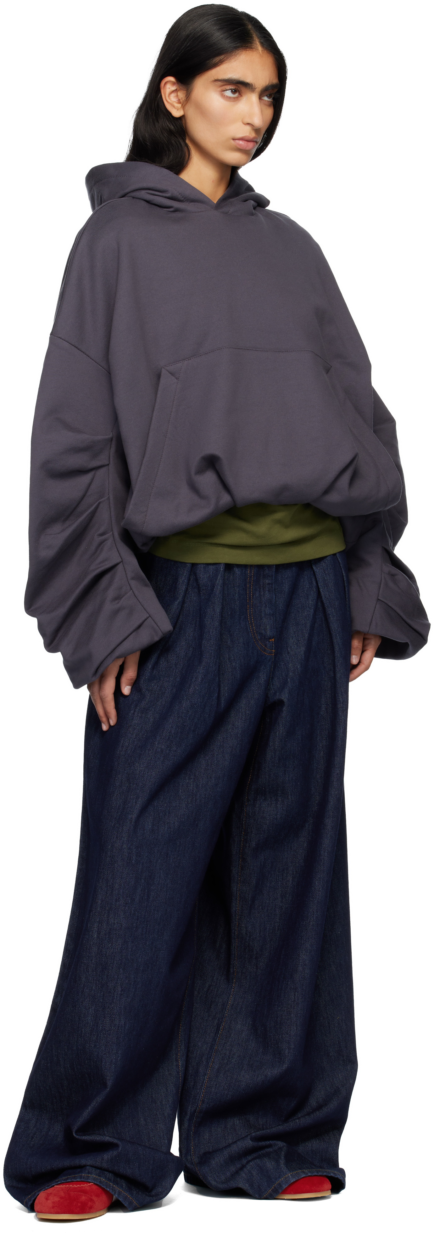 Dries Van Noten Gray Draped Hoodie