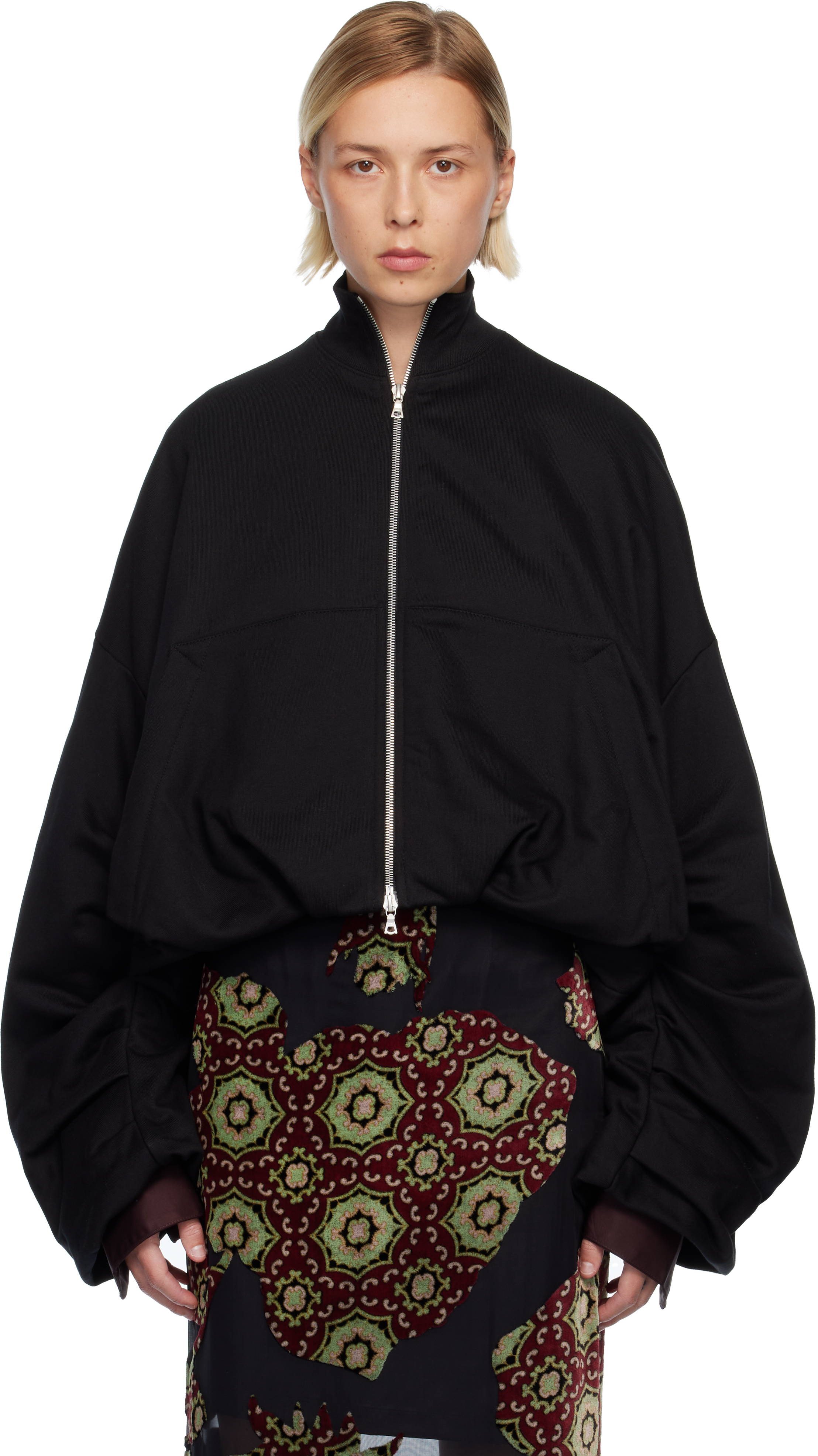 Dries Van Noten Black Draped Jersey Jacket In Black