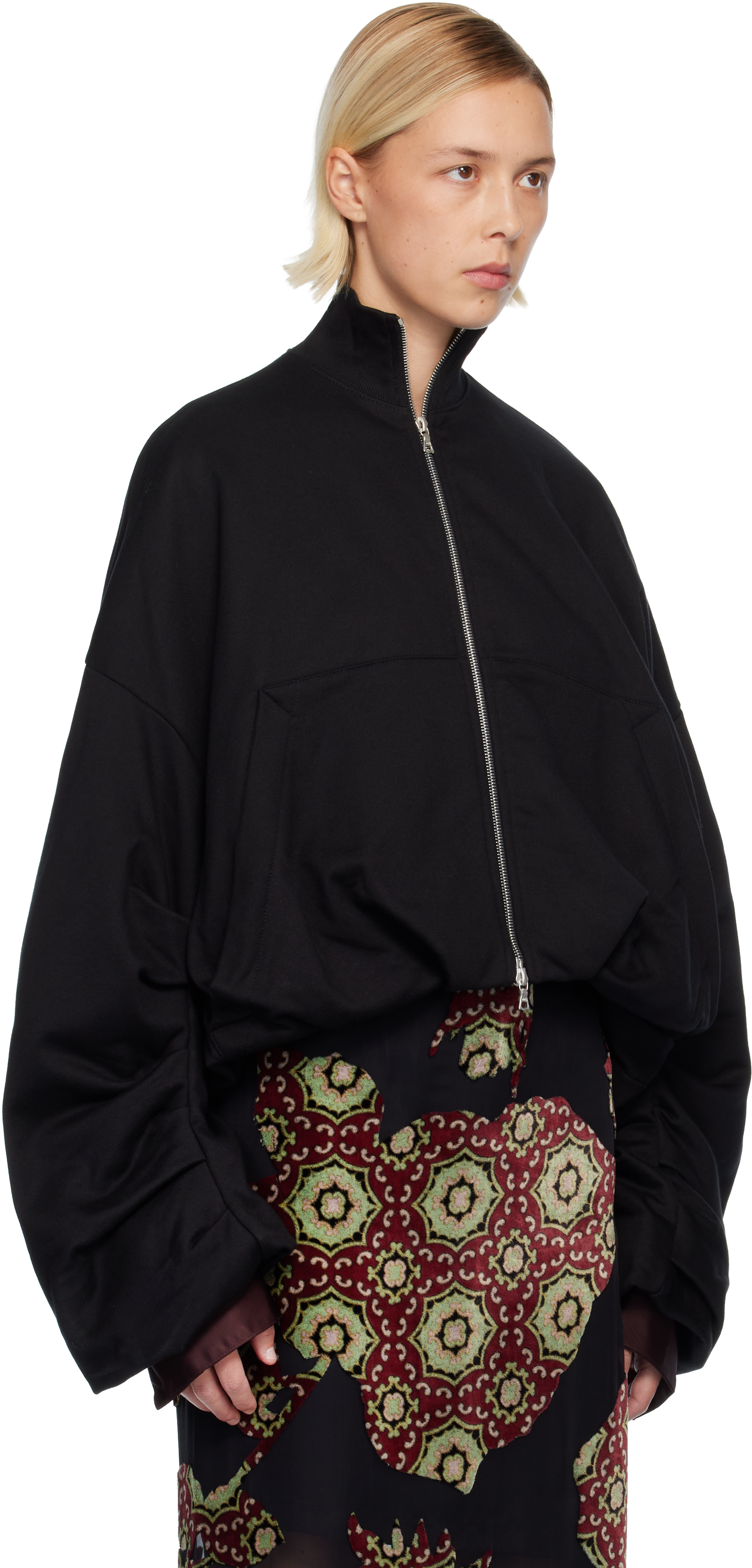 Dries Van Noten Black Draped Jersey Jacket In Black