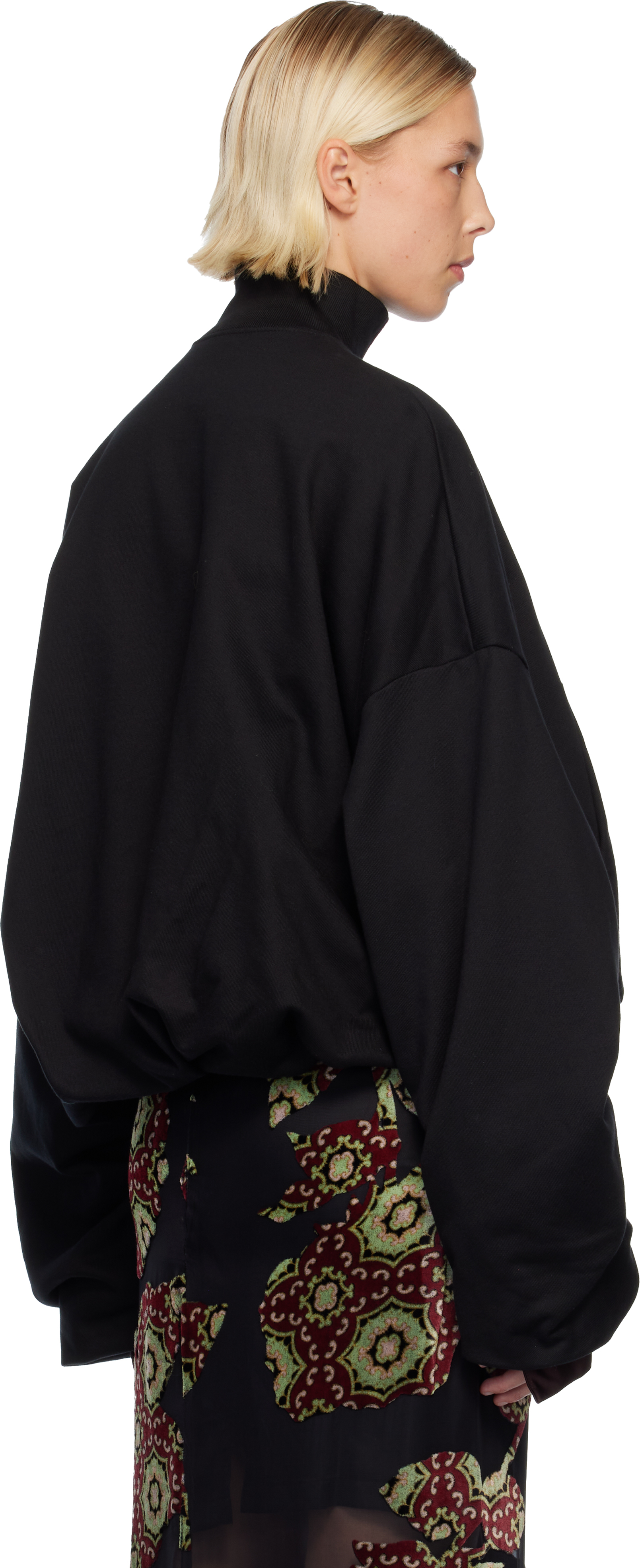 Dries Van Noten Black Draped Jersey Jacket In Black