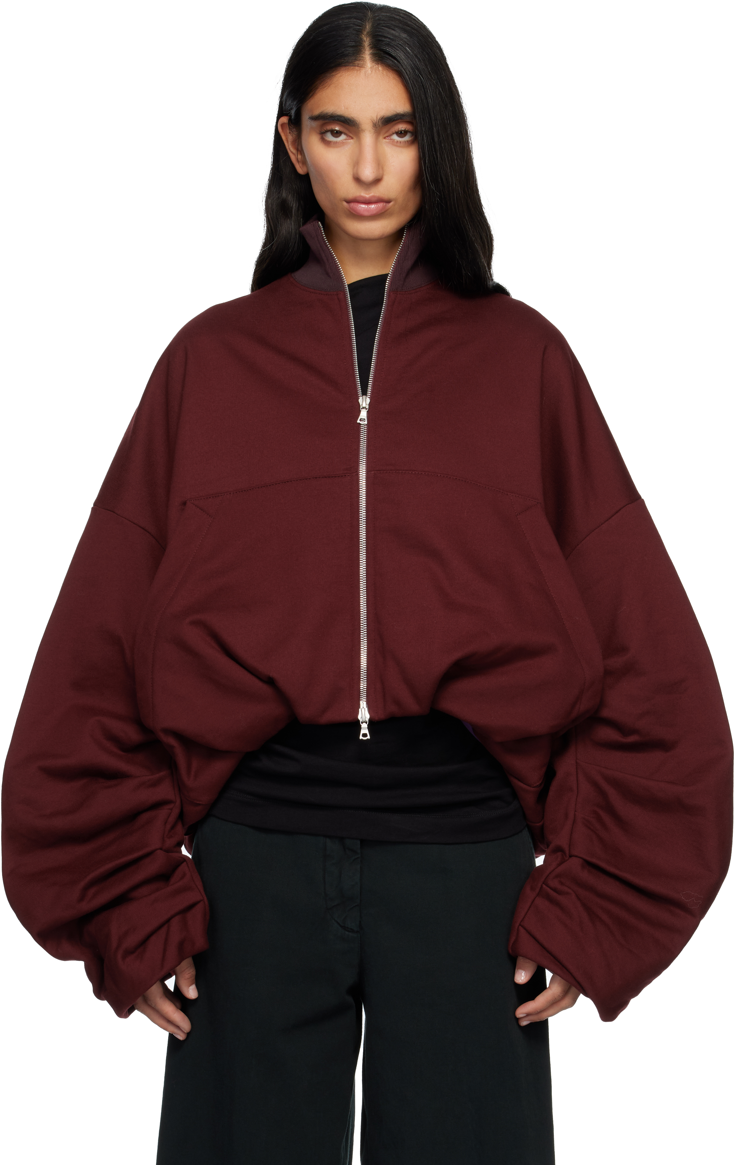 Dries Van Noten: Red Draped Jersey Track Jacket | SSENSE