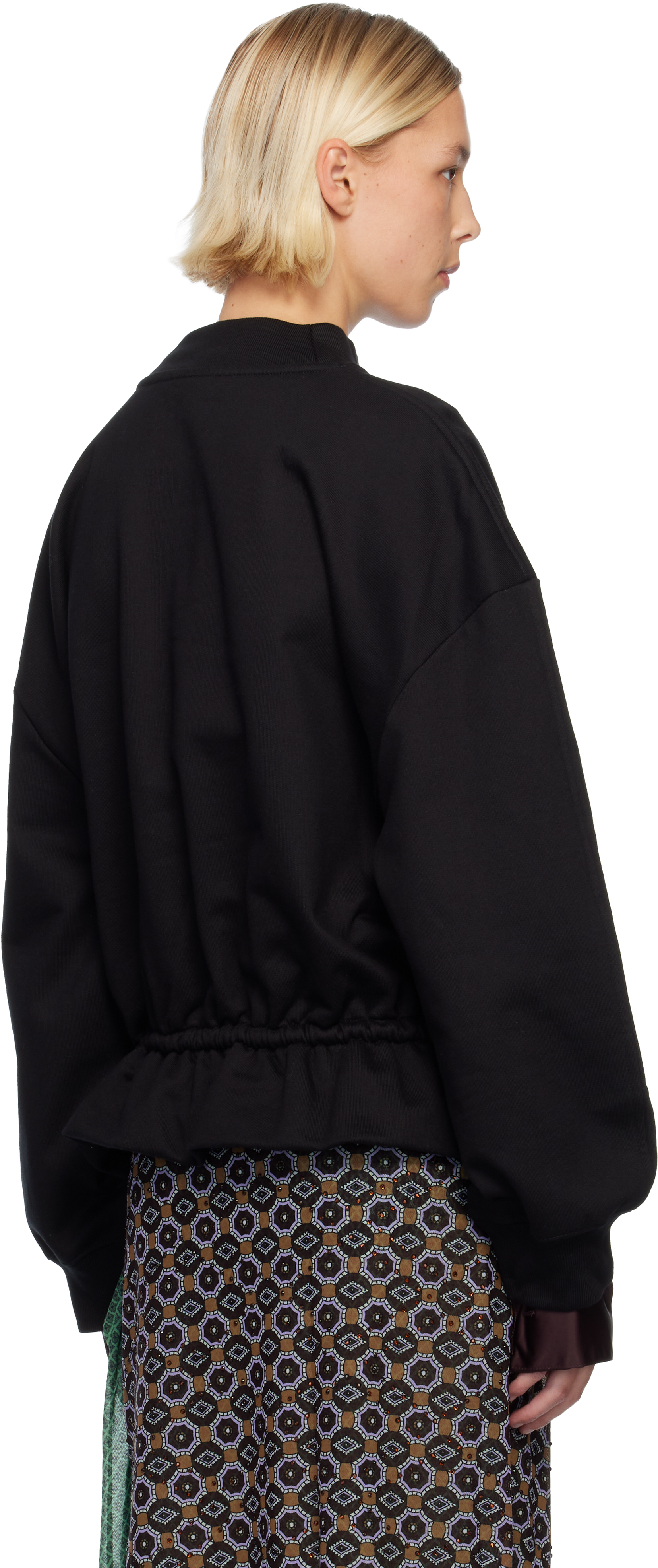 Dries Van Noten Black Ruffled Sweatshirt In Black